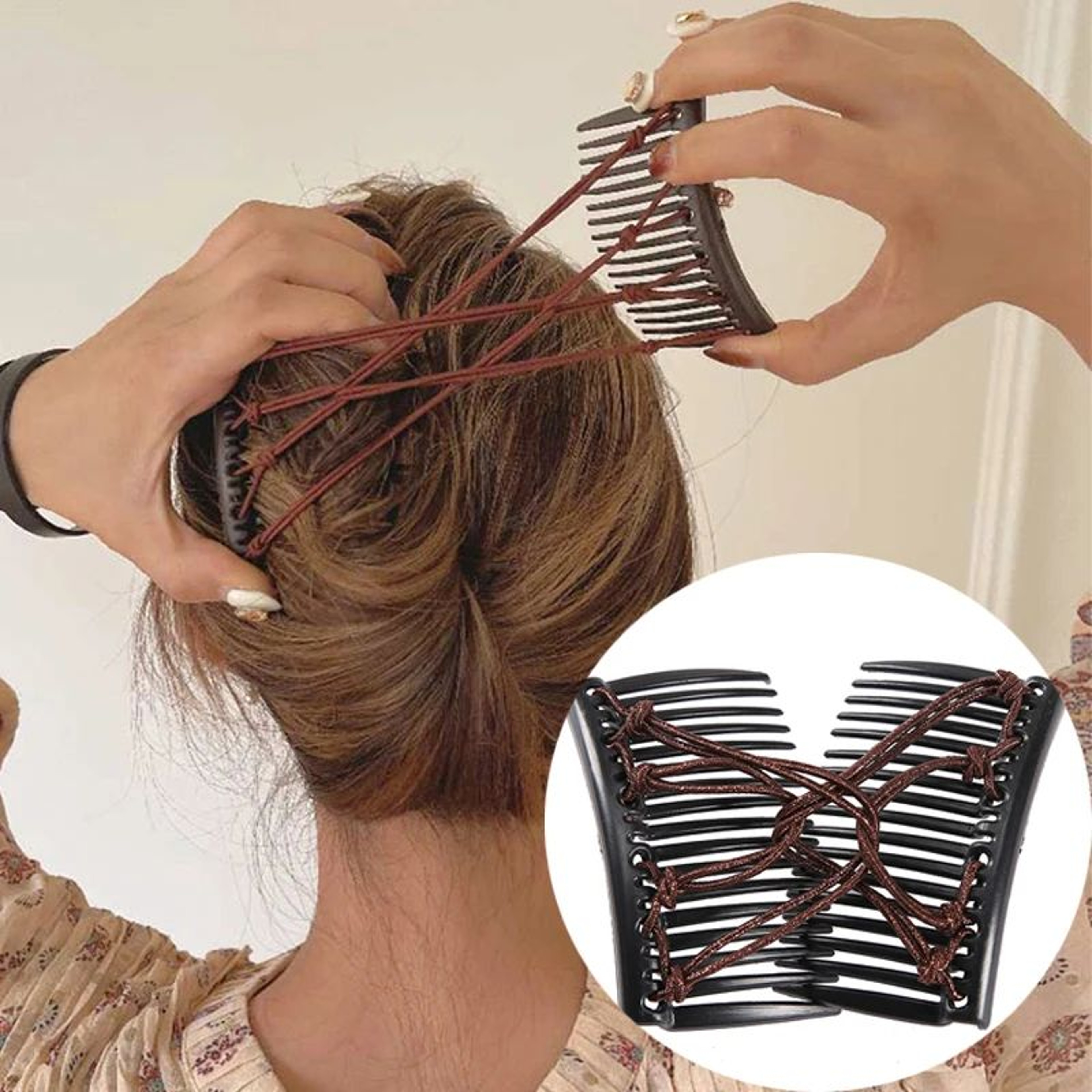 Vintage Elastic Double Hair Comb Clip 0