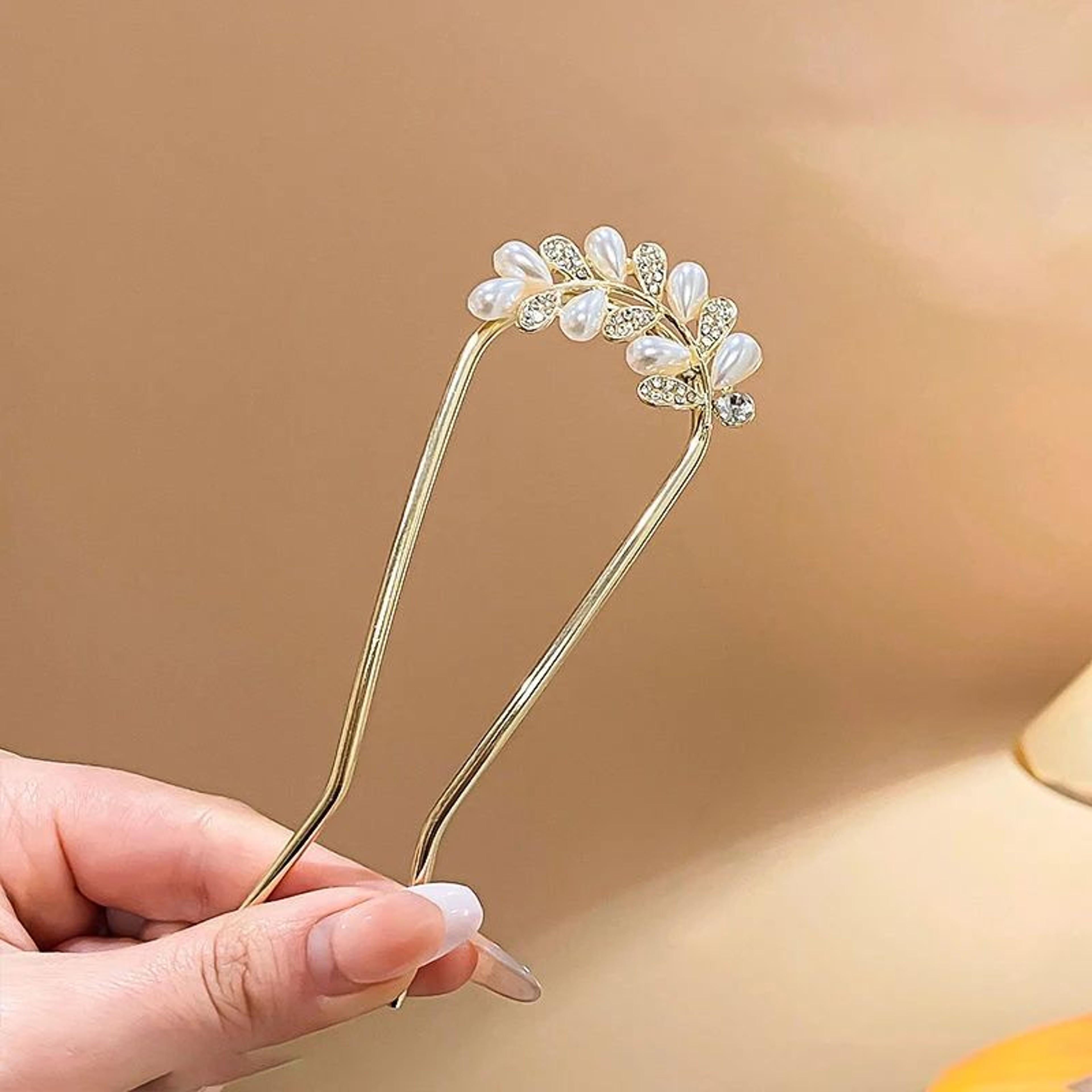 5 Piece Butterfly Pearl Metal Hair Fork Set 13