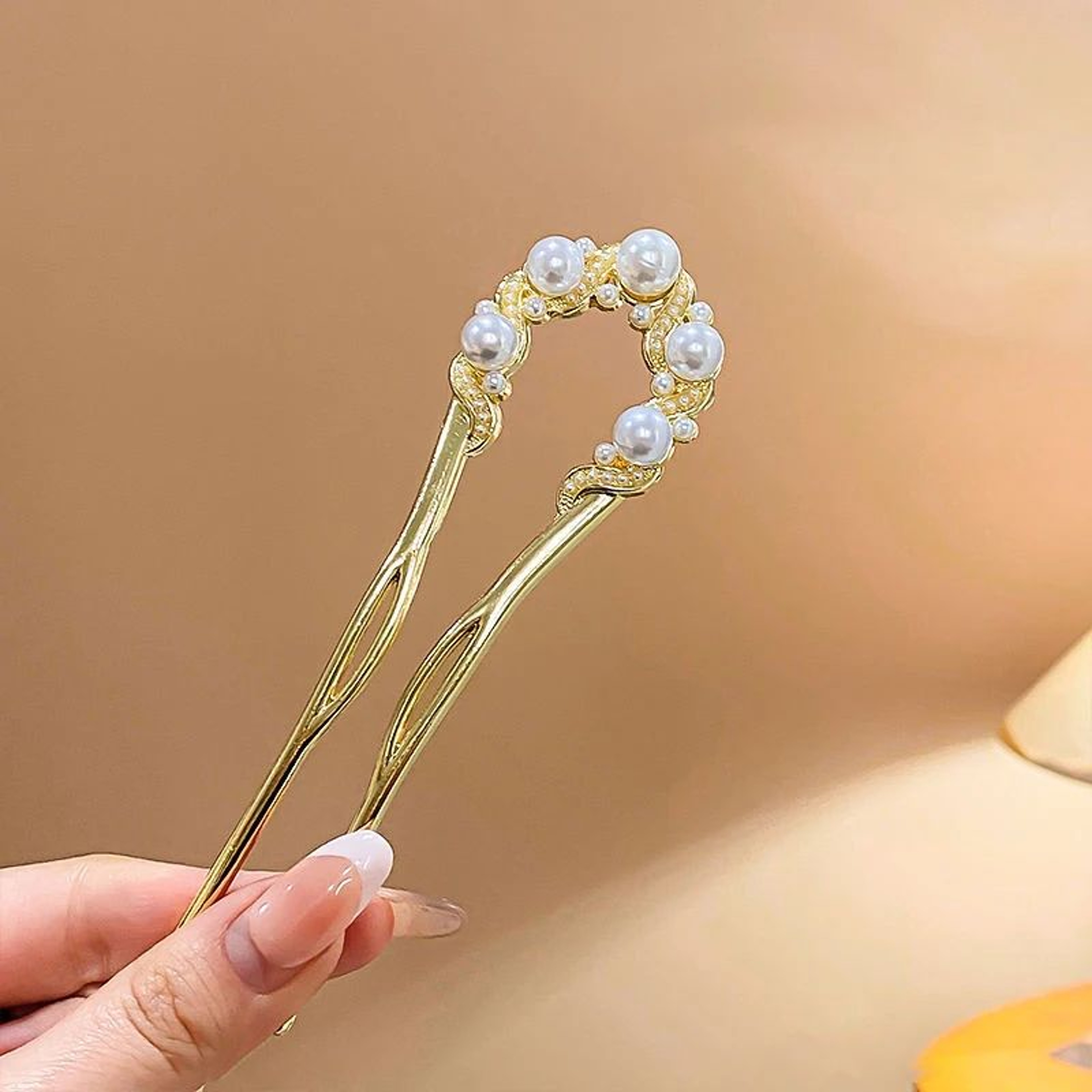 5 Piece Butterfly Pearl Metal Hair Fork Set 12