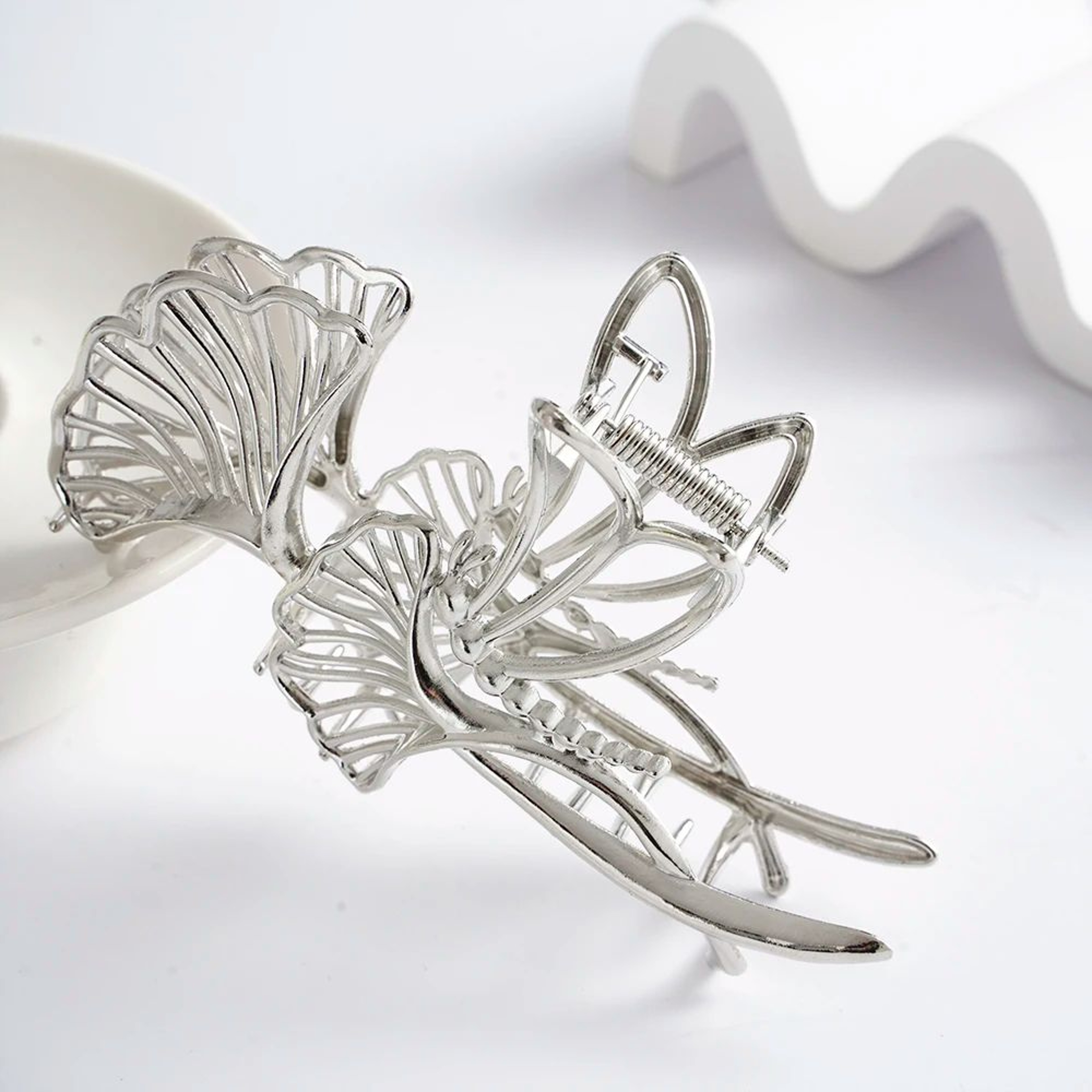 Ginkgo Leaf Butterfly Metal Hair Claw 8