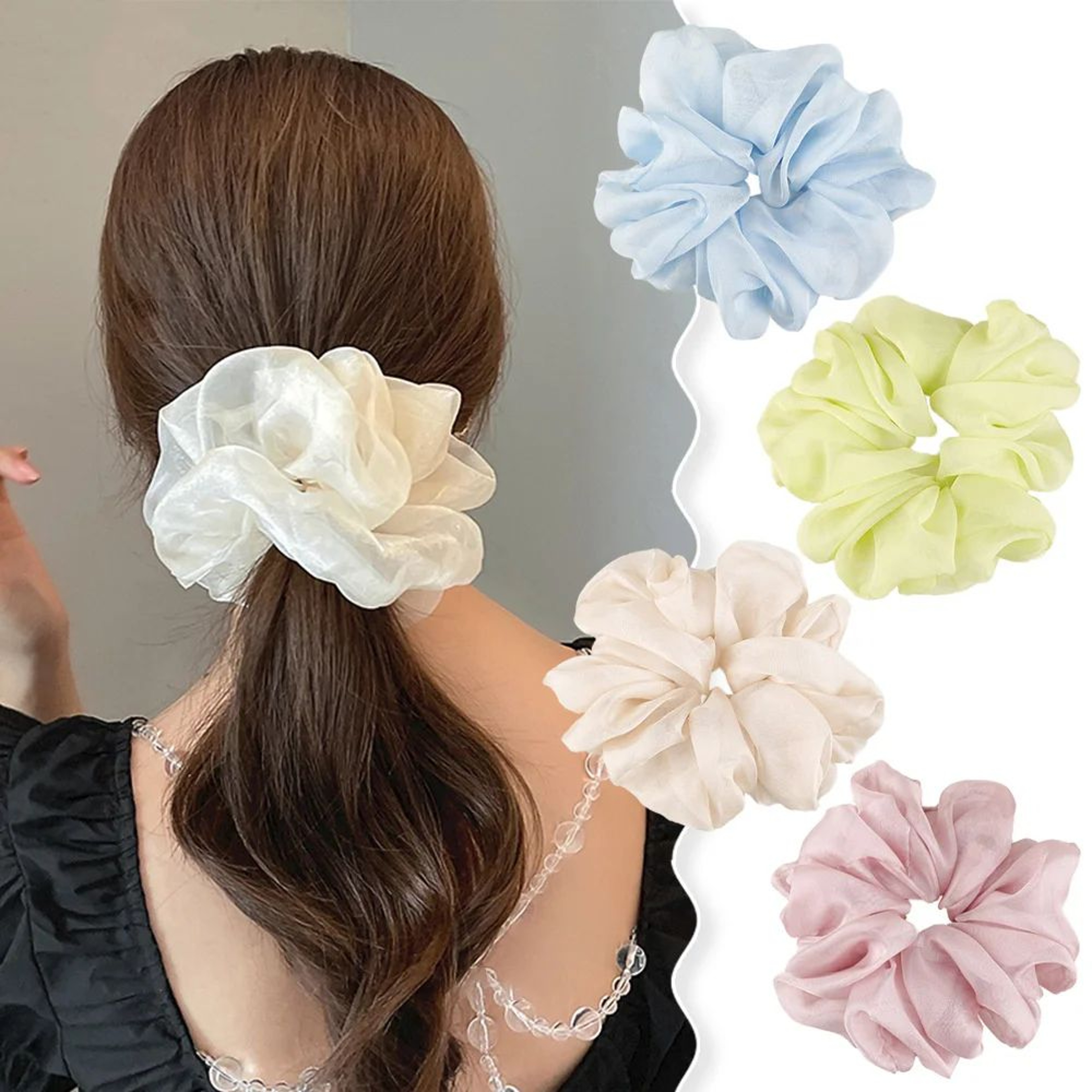 Sheer Organza Bow Hair Scrunchie 0