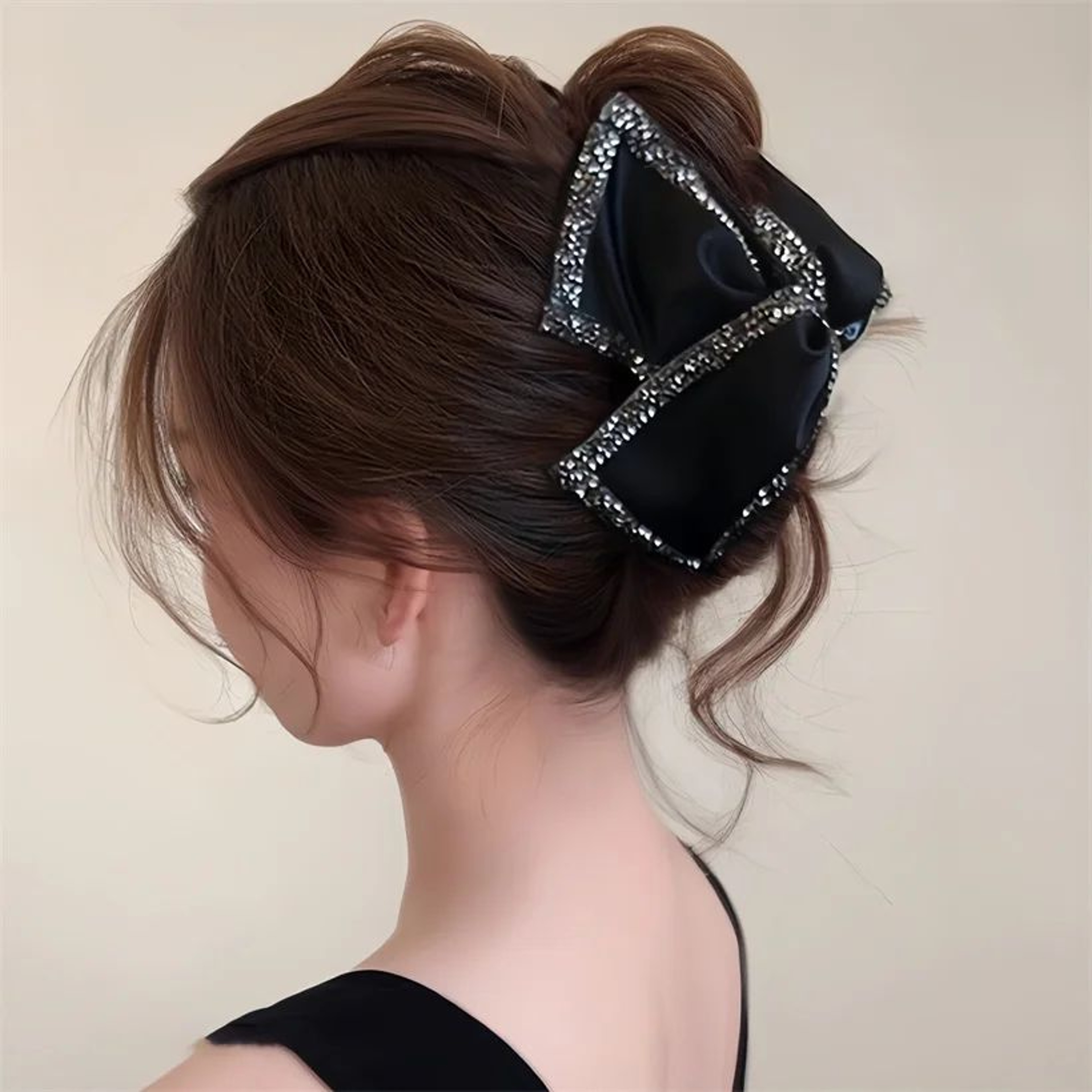 Rhinestone Pearl Bow Hair Claw 7
