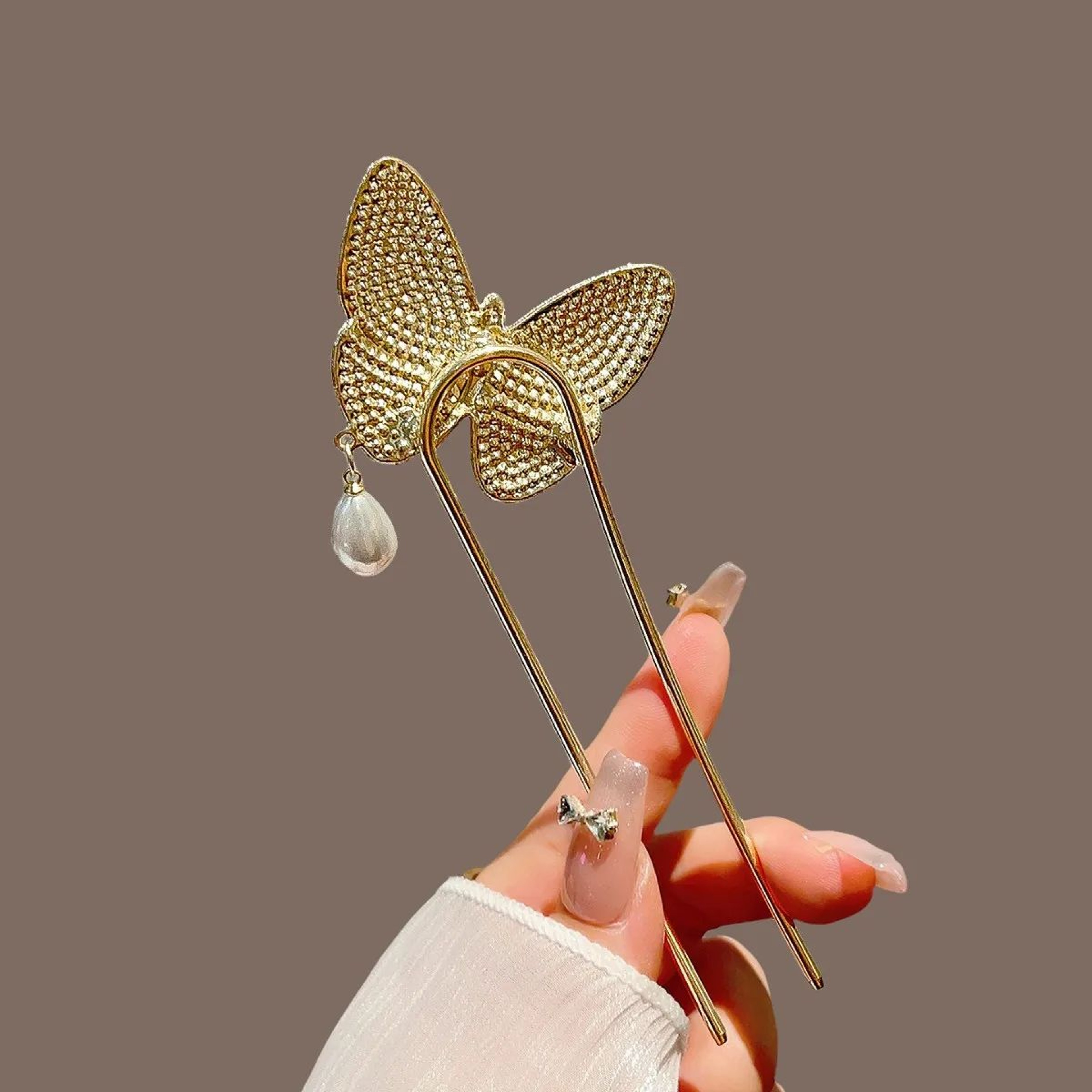 Pearl Butterfly Tassel Hair Fork 4