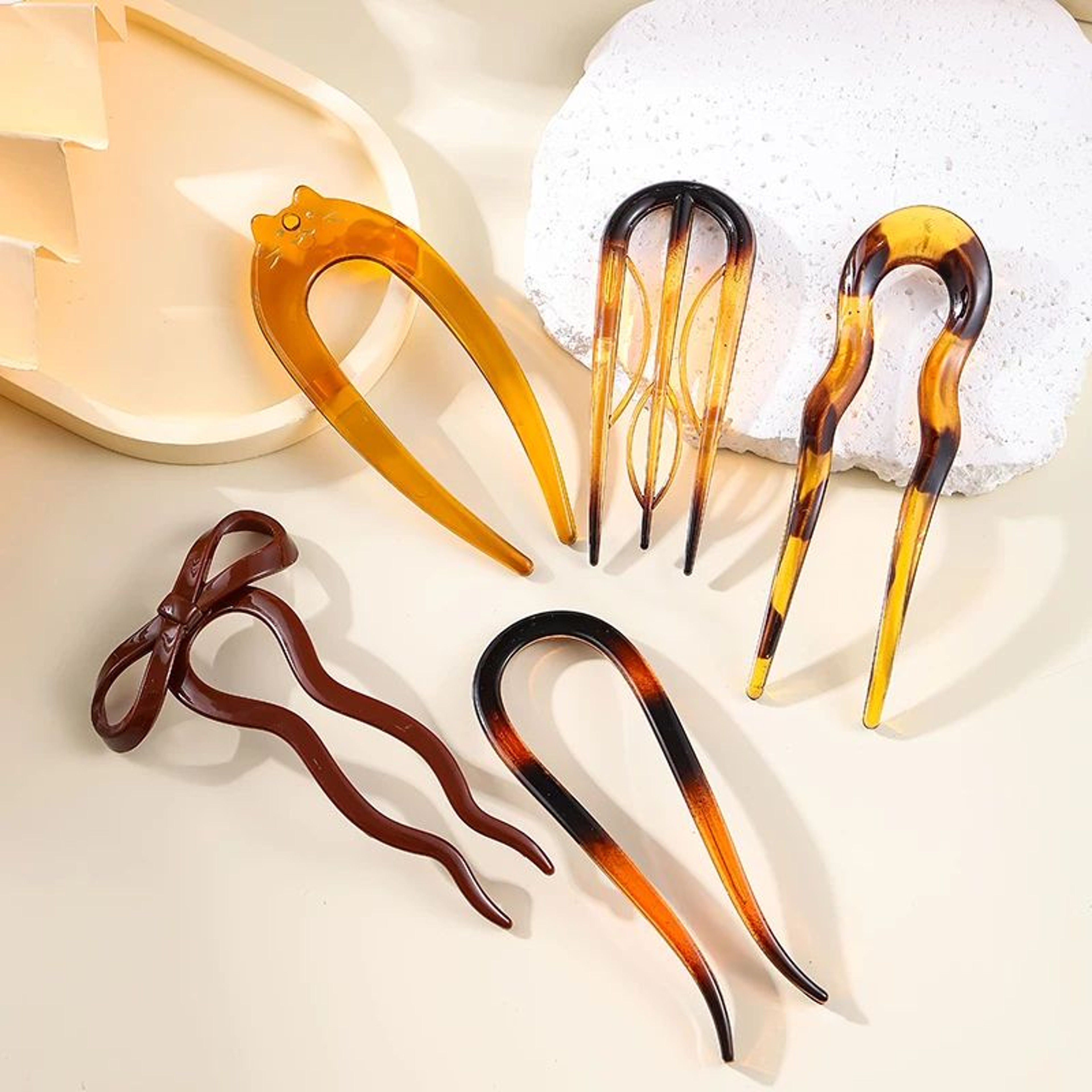 5 Piece Butterfly Acrylic Hair Fork Set 6