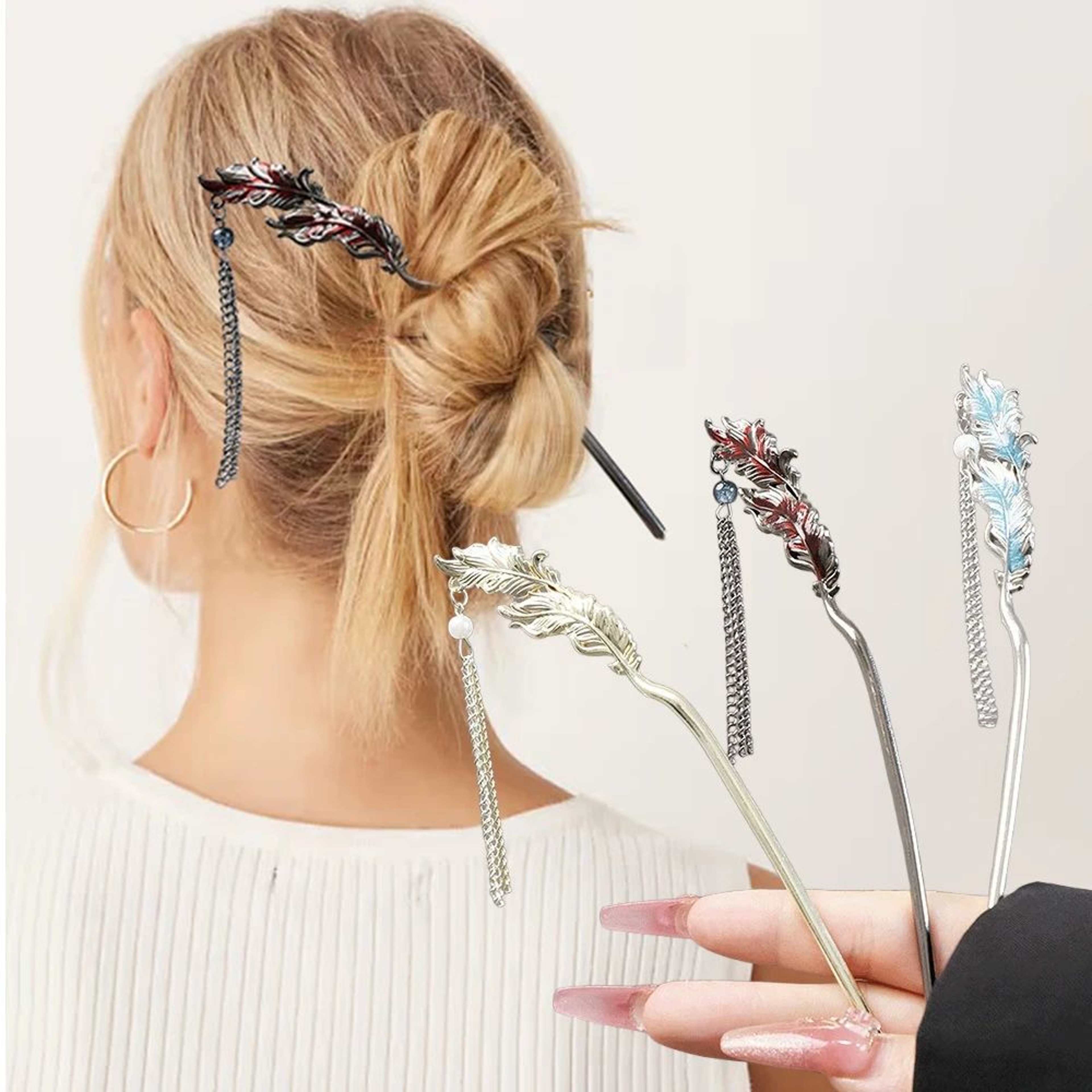 Vintage Feather Tassel Hair Stick 0