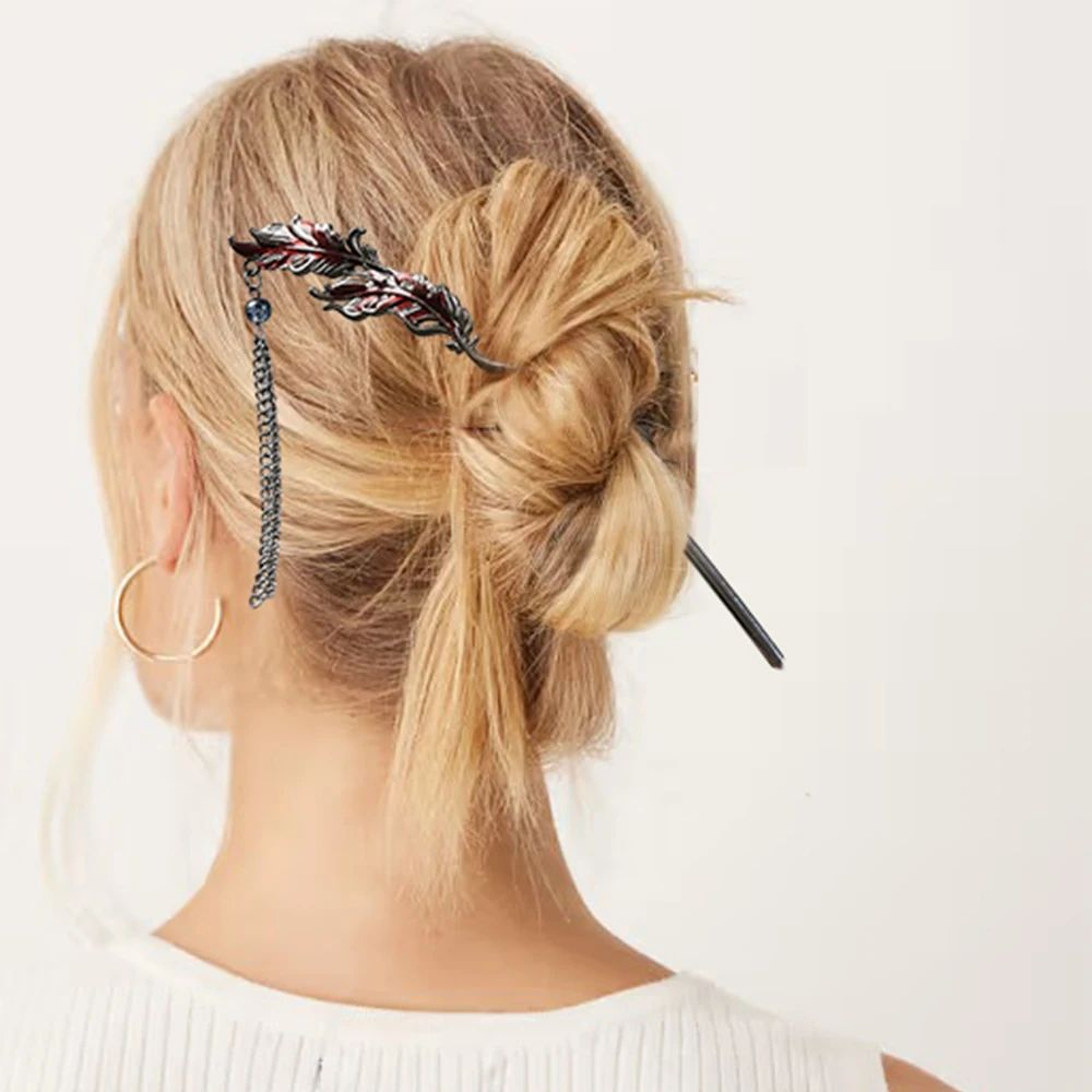 Vintage Feather Tassel Hair Stick 1
