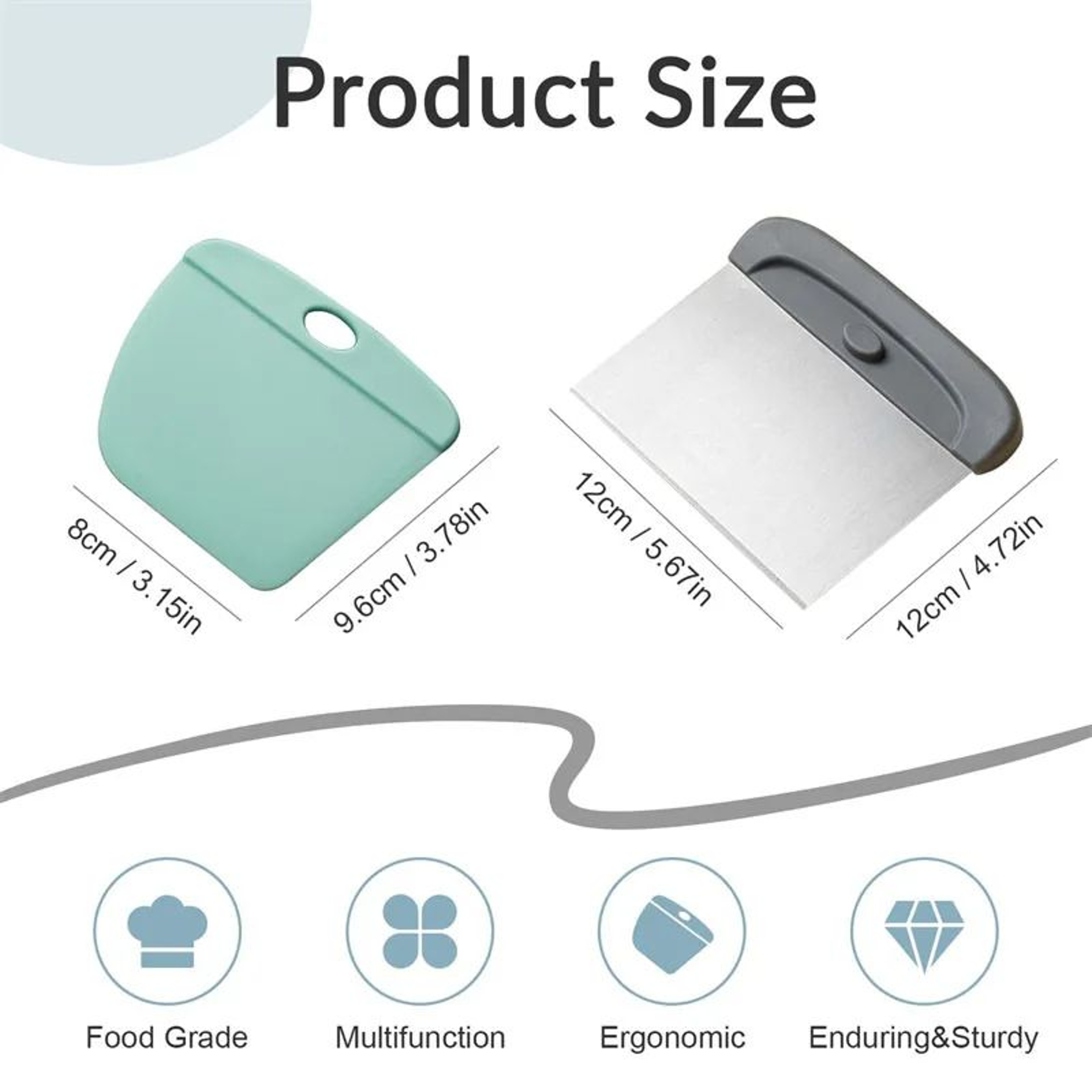 2 In 1 Stainless Steel Dough Scraper Set 1