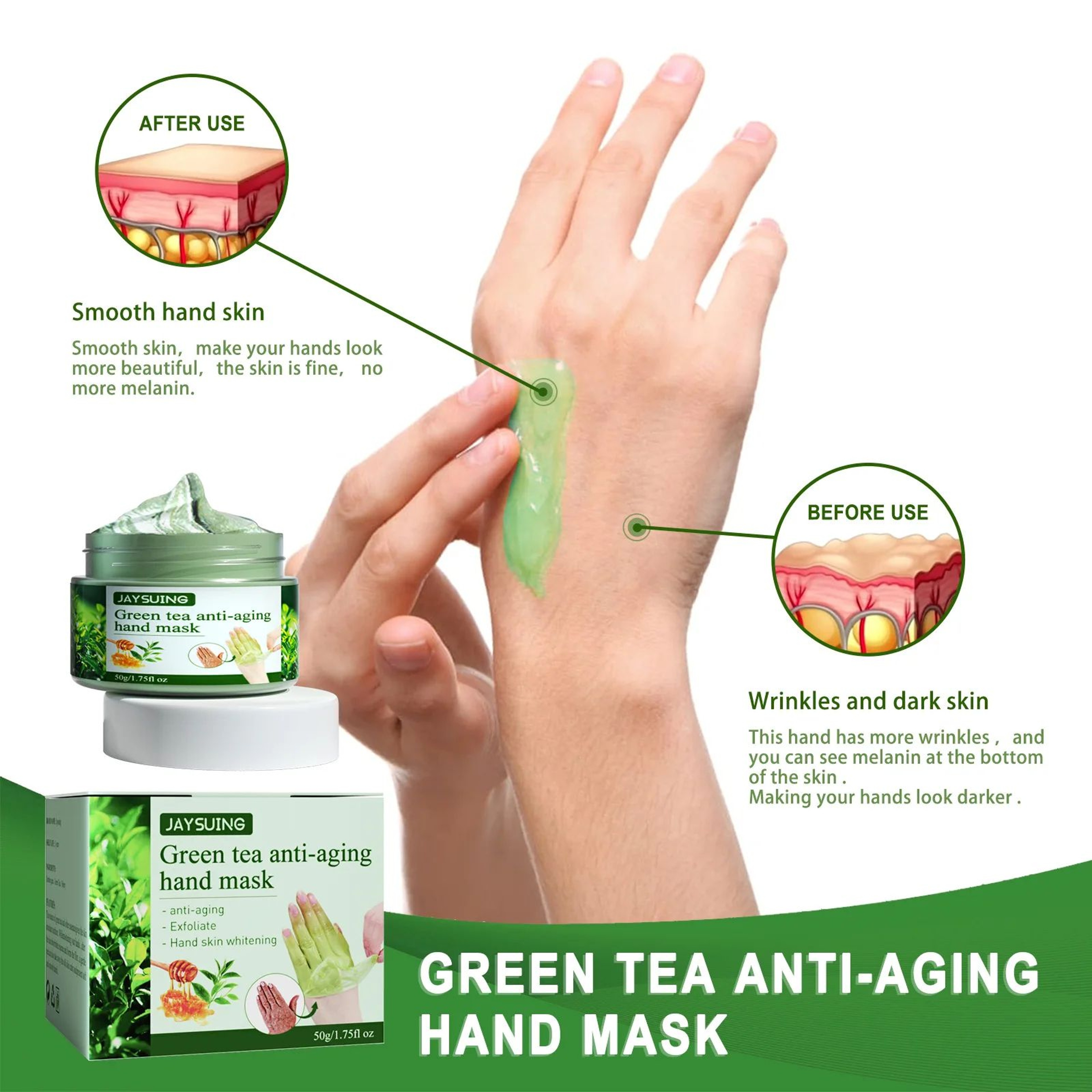 Green Tea Moisturizing And Exfoliating Hand Mask 3