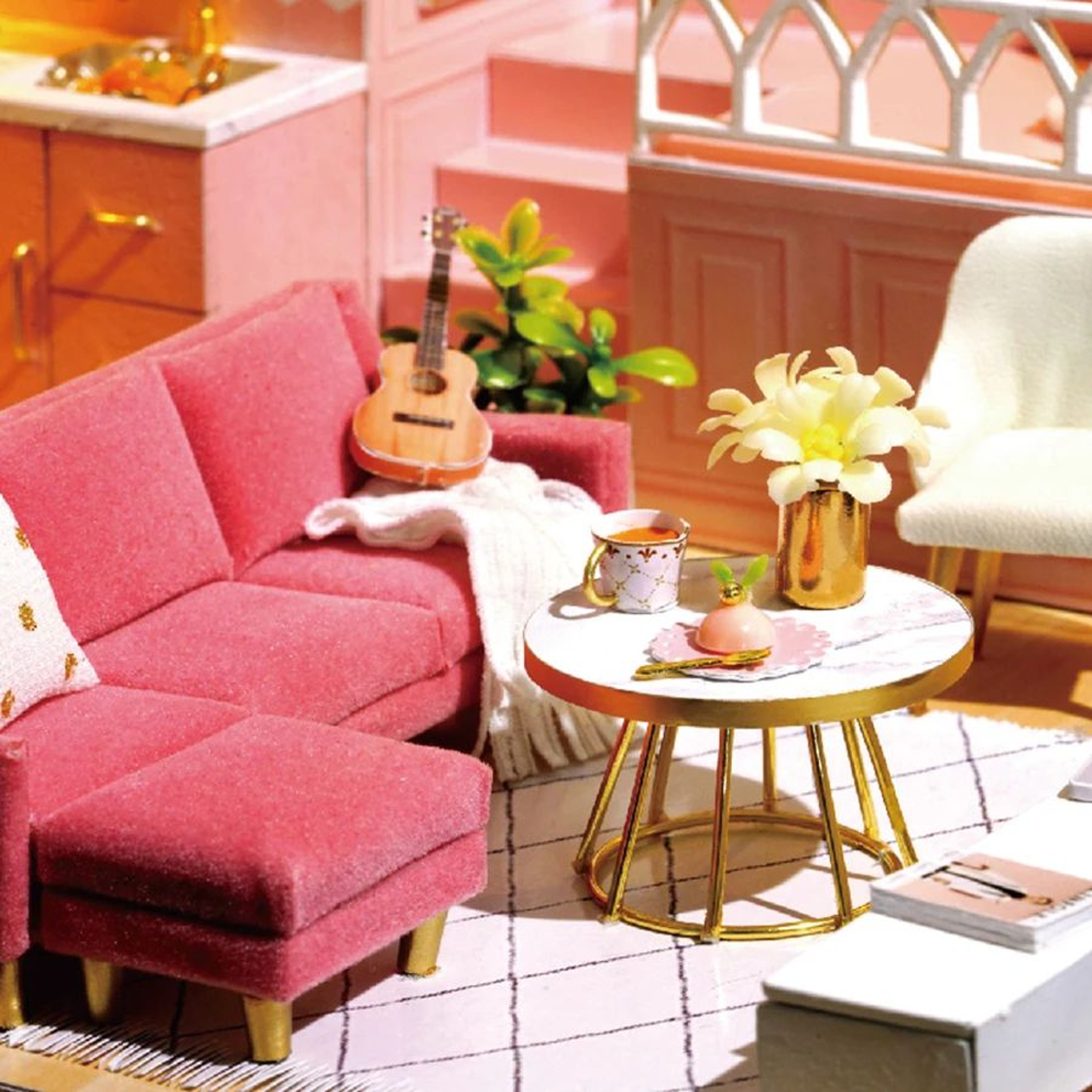 Princess DIY Miniature Dollhouse Kit With Furniture 4