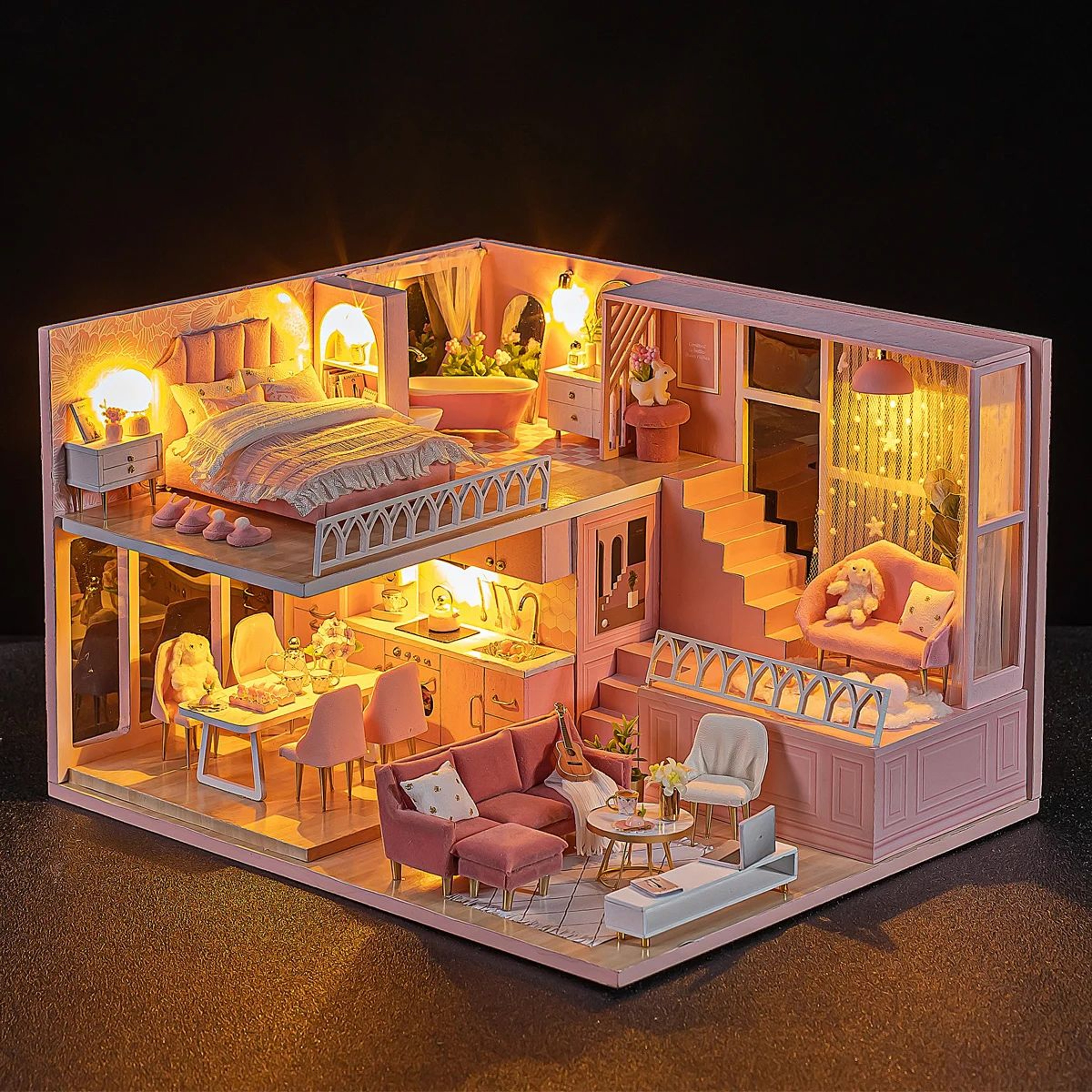 Princess DIY Miniature Dollhouse Kit With Furniture 5