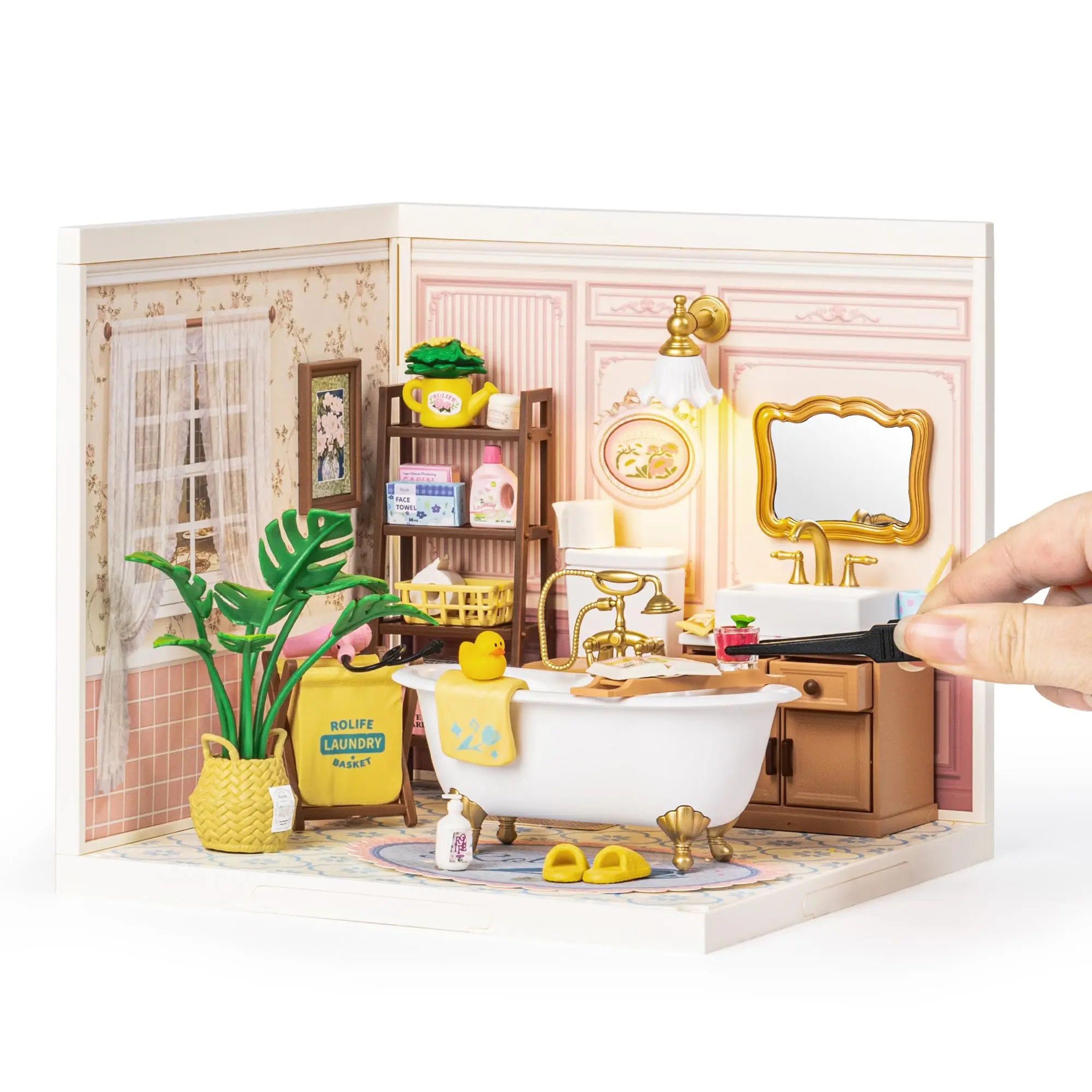 ROBOTIME Pop Bubble Bathroom DIY Miniature Dollhouse Kit 0