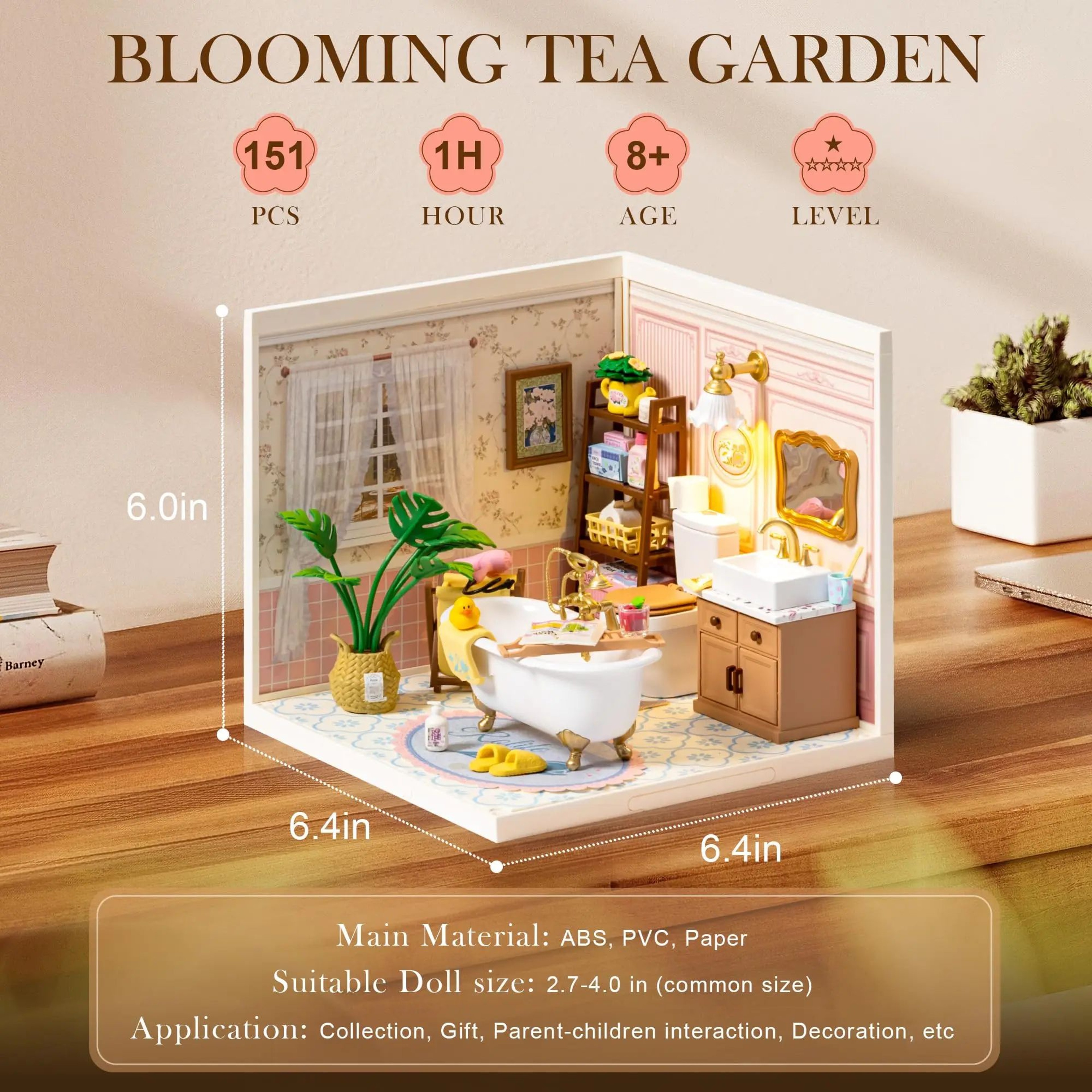 ROBOTIME Pop Bubble Bathroom DIY Miniature Dollhouse Kit 1
