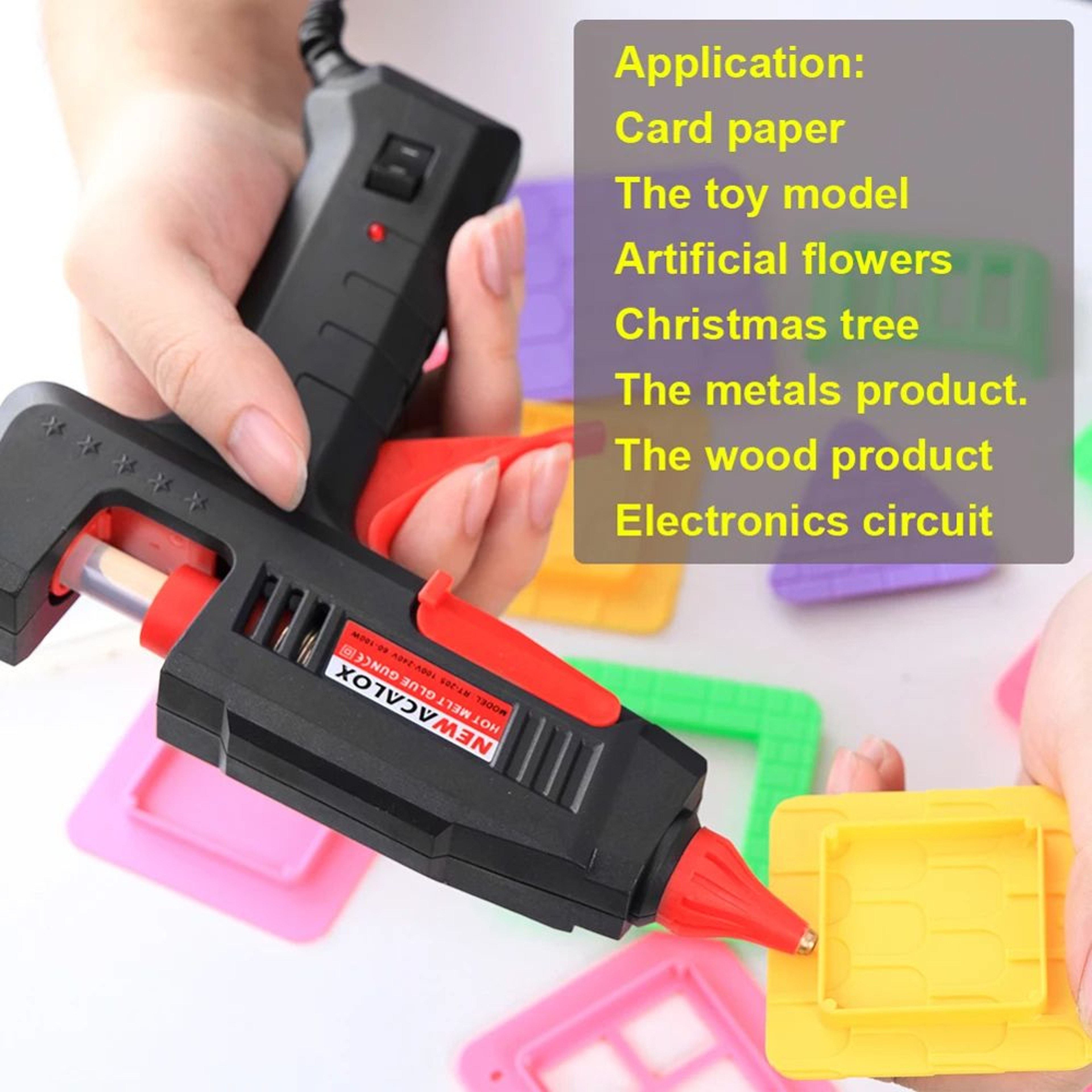 NEWACALOX 60W 100W Dual Power Hot Glue Gun With 16 Glue Sticks 3
