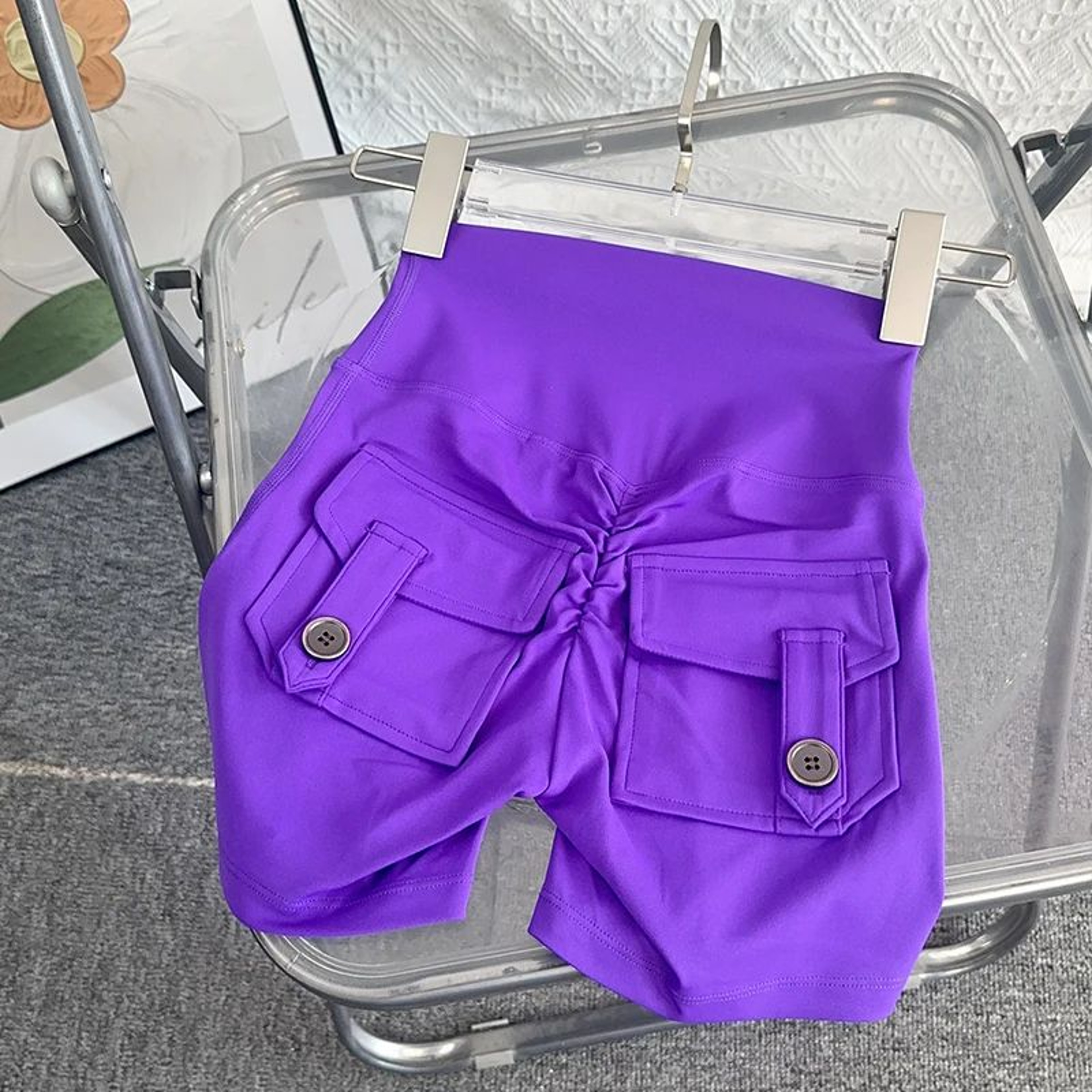 High Waist Scrunch Butt Yoga Shorts With Pockets 11