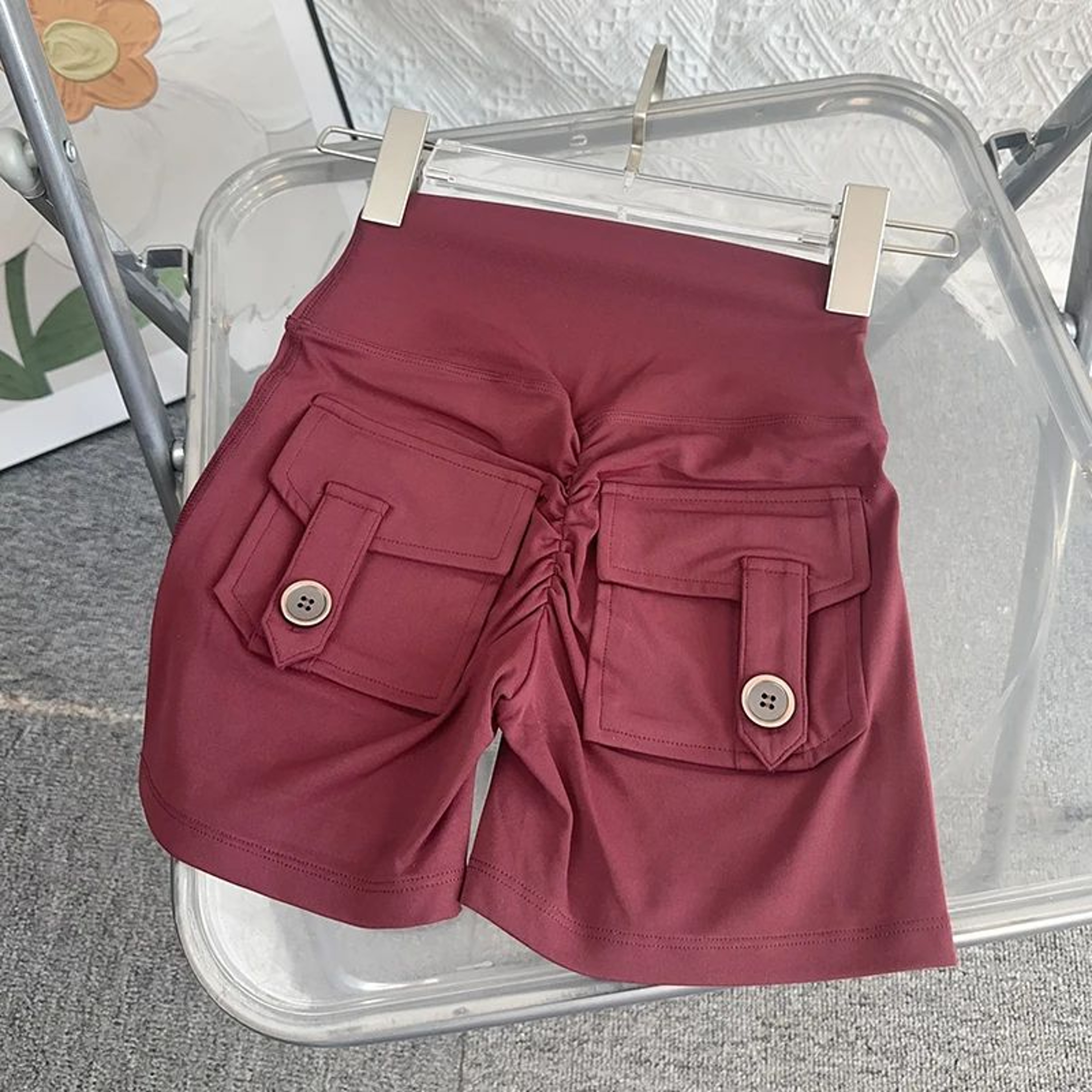 High Waist Scrunch Butt Yoga Shorts With Pockets 15
