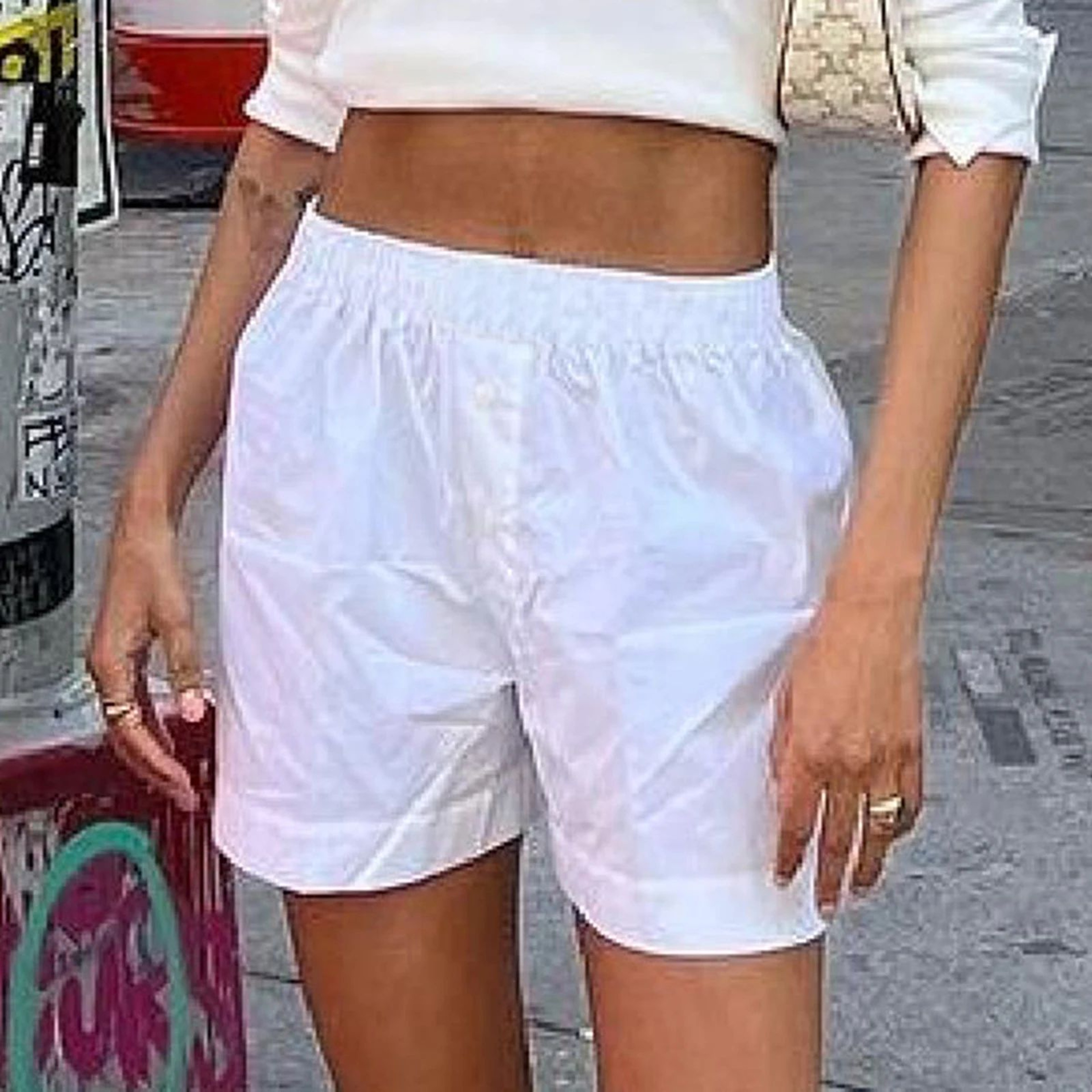Womens Vintage High Waist Loose Casual Shorts 4