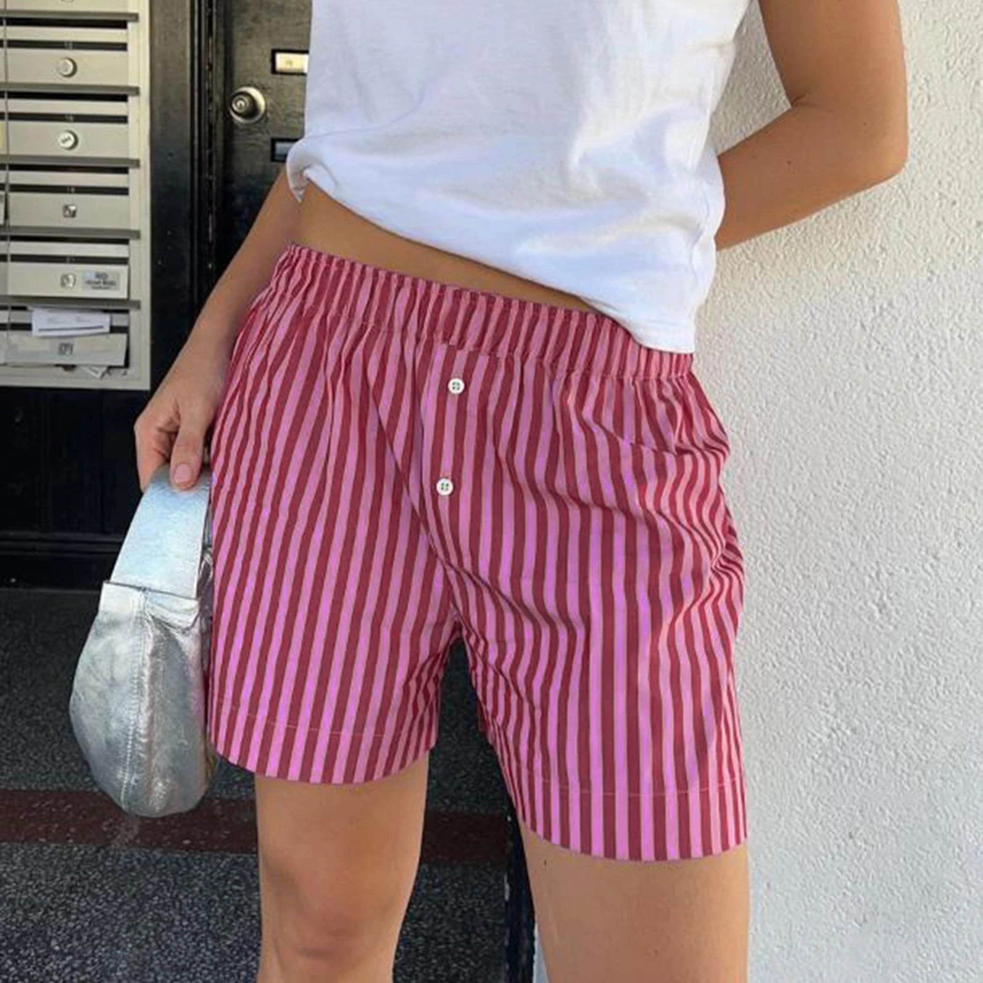 Womens Vintage High Waist Loose Casual Shorts 0