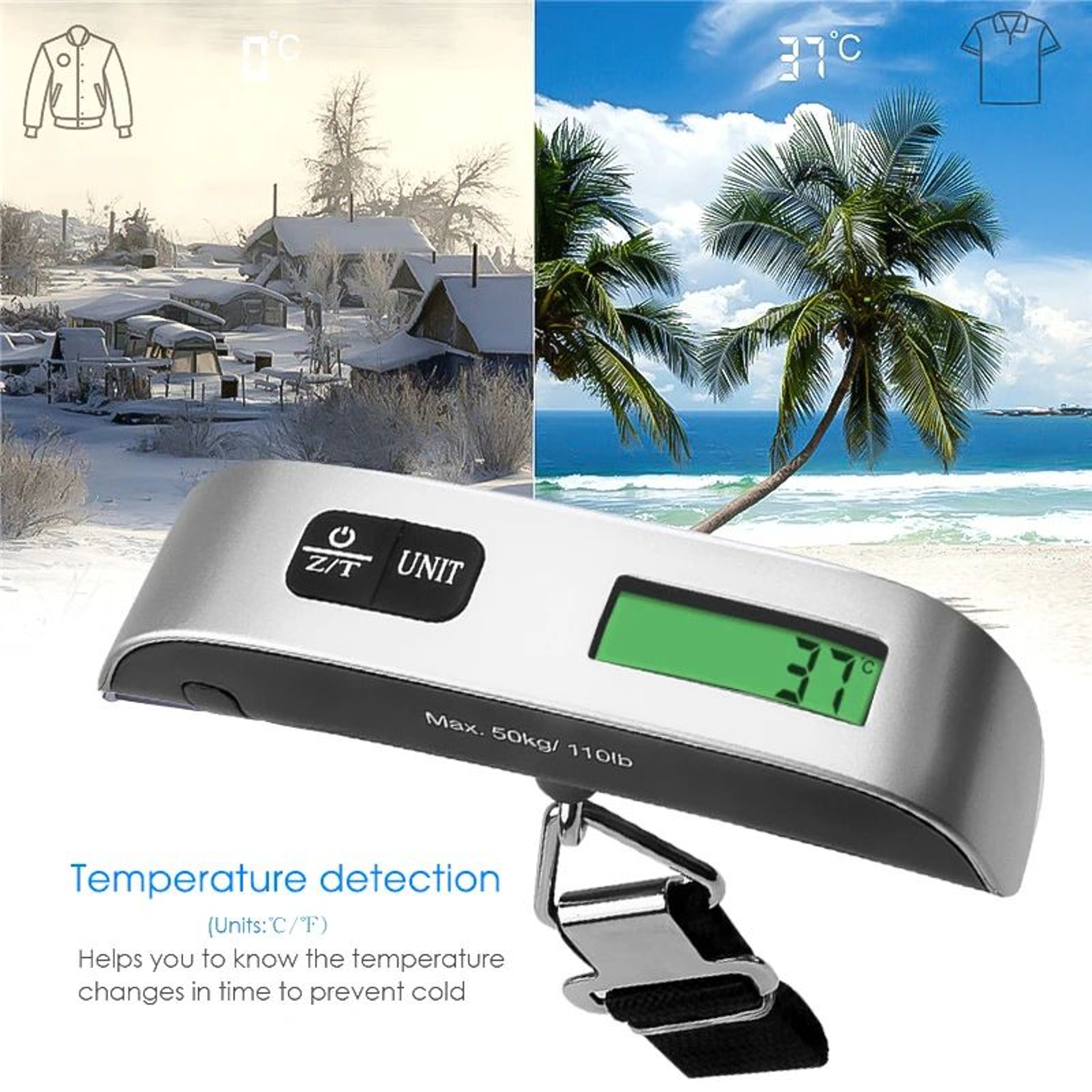 Portable Digital Luggage Scale 110 Lb LCD Display 3