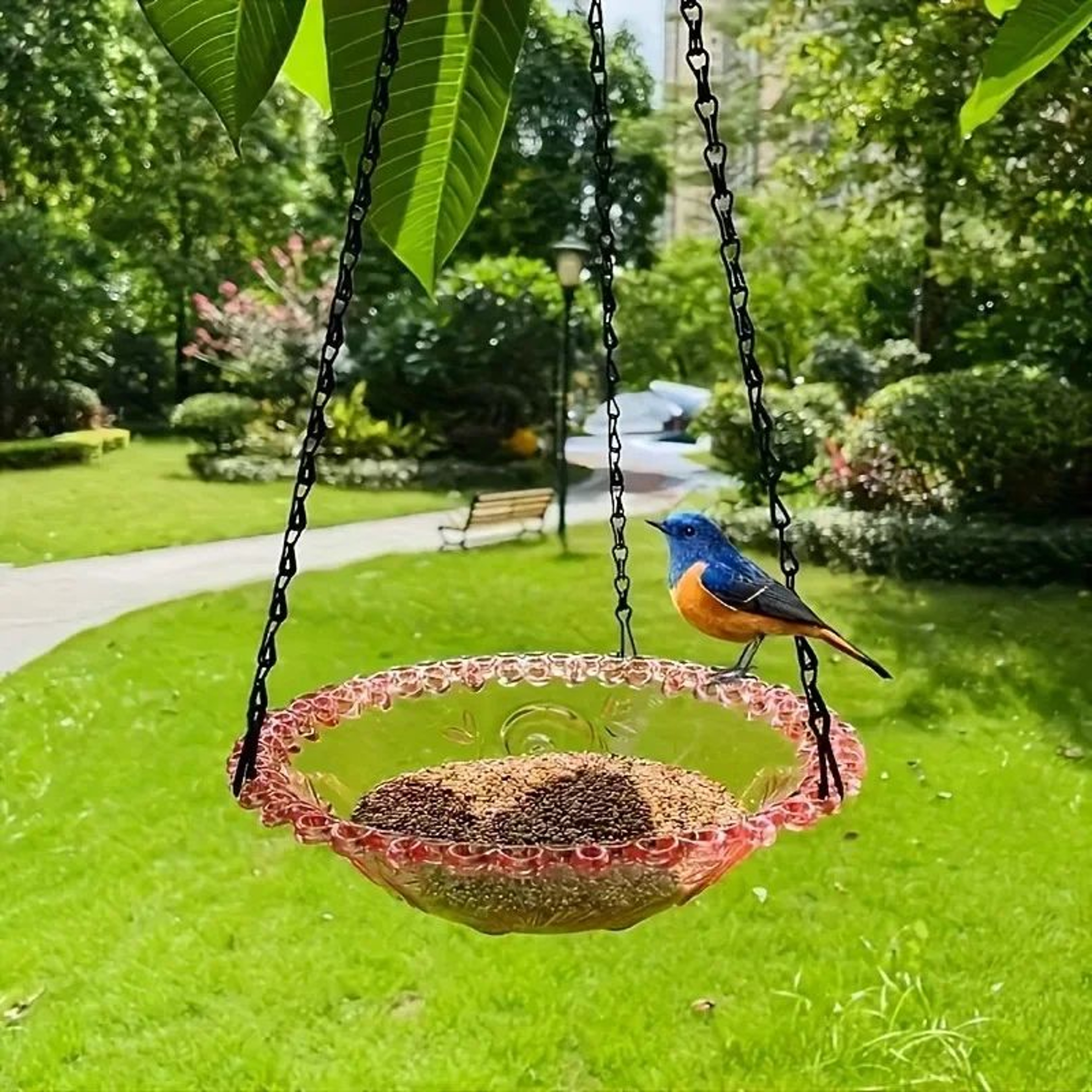 Flower Shaped Hanging Bird Feeder And Bird Bath 9