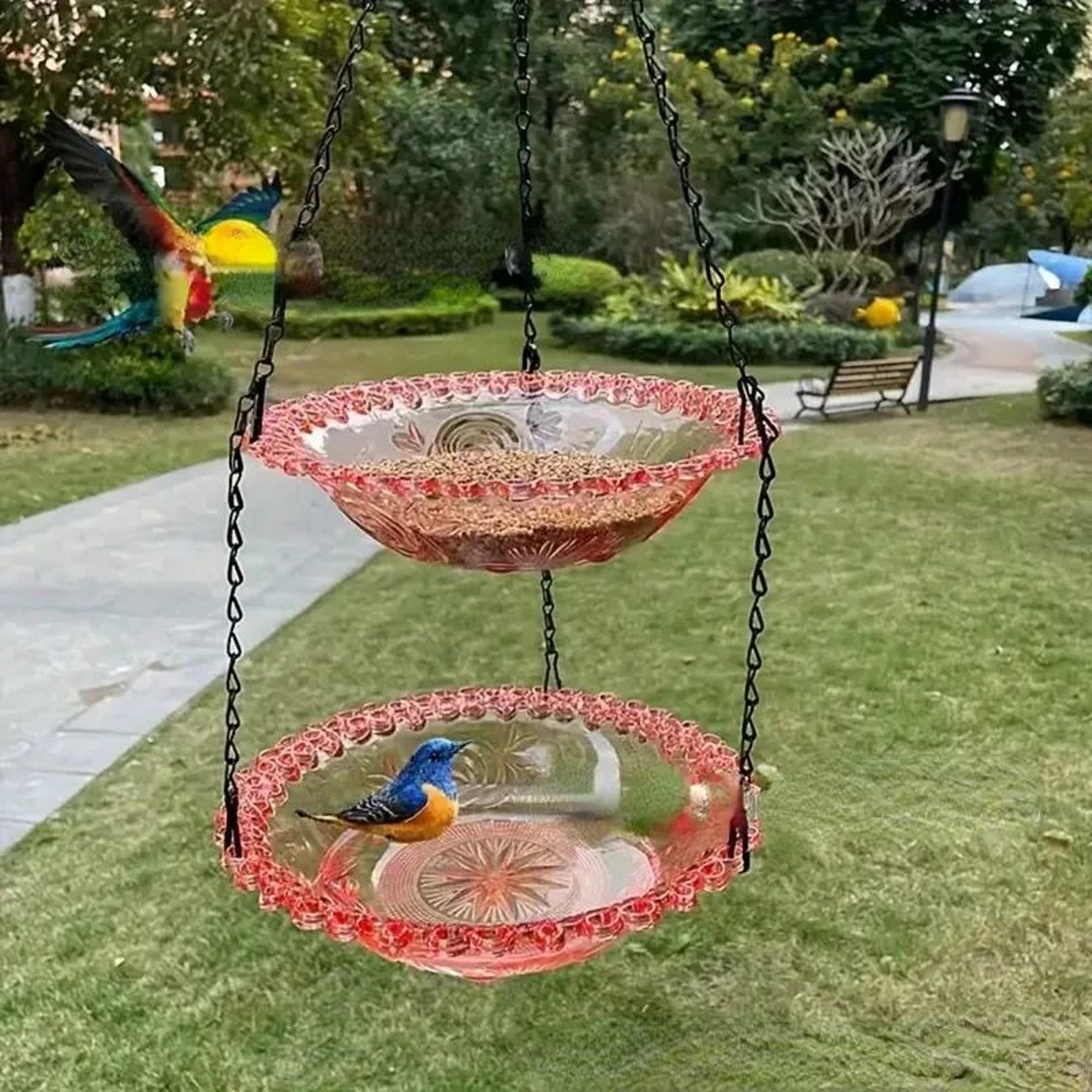 Flower Shaped Hanging Bird Feeder And Bird Bath 13