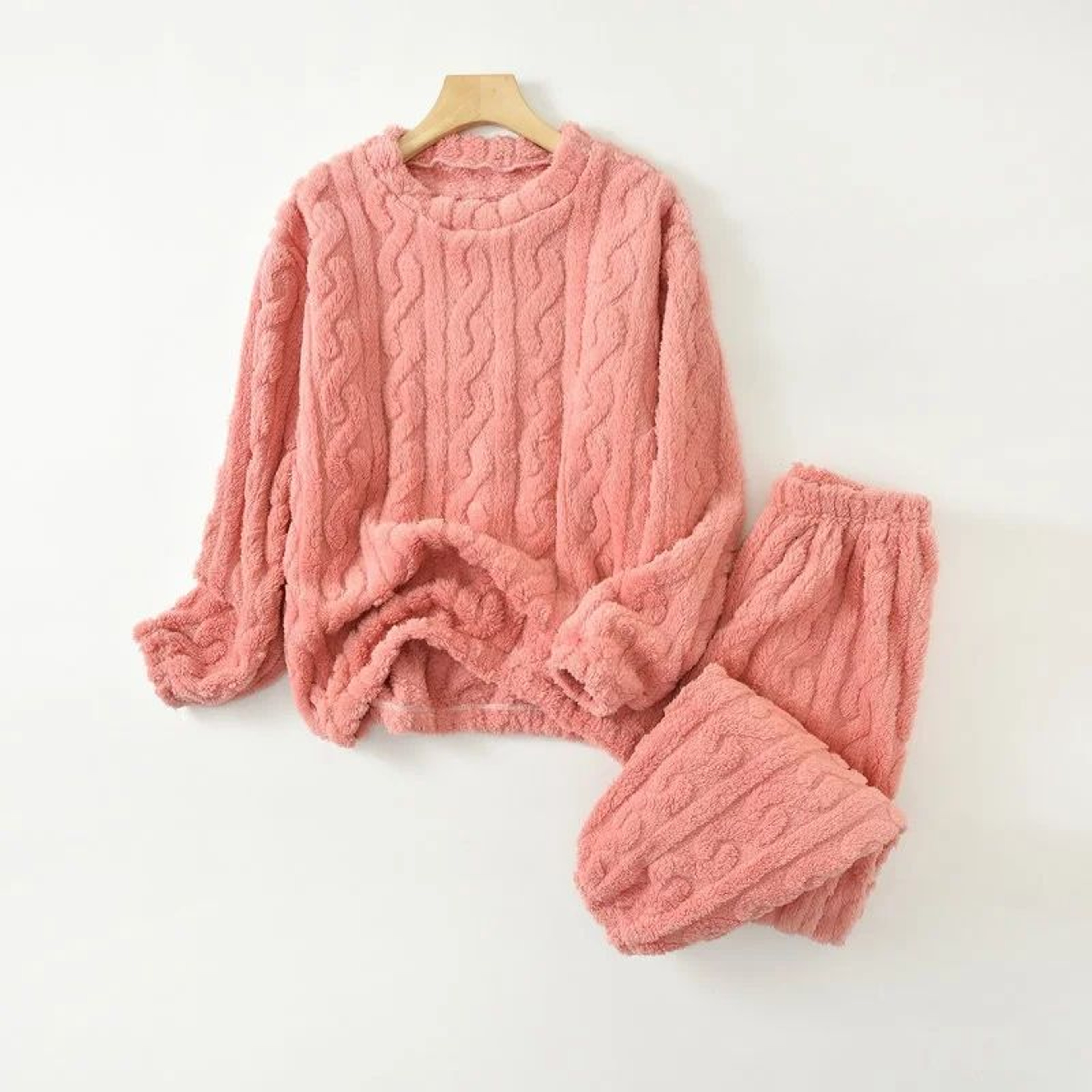 Womens Cozy Coral Velvet Thermal Pajama Set 7