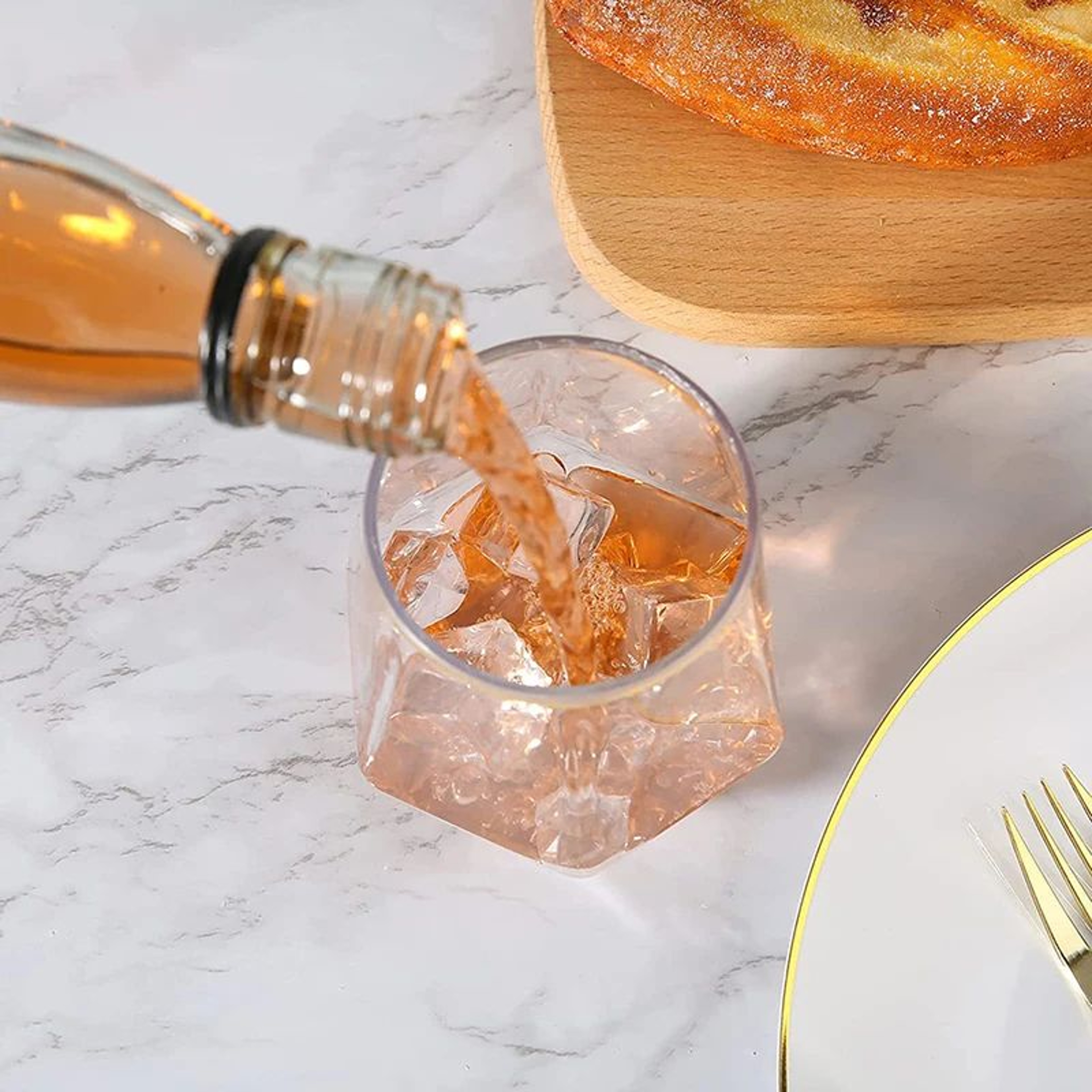 Gold Rimmed Hexagonal Whiskey Glass 3
