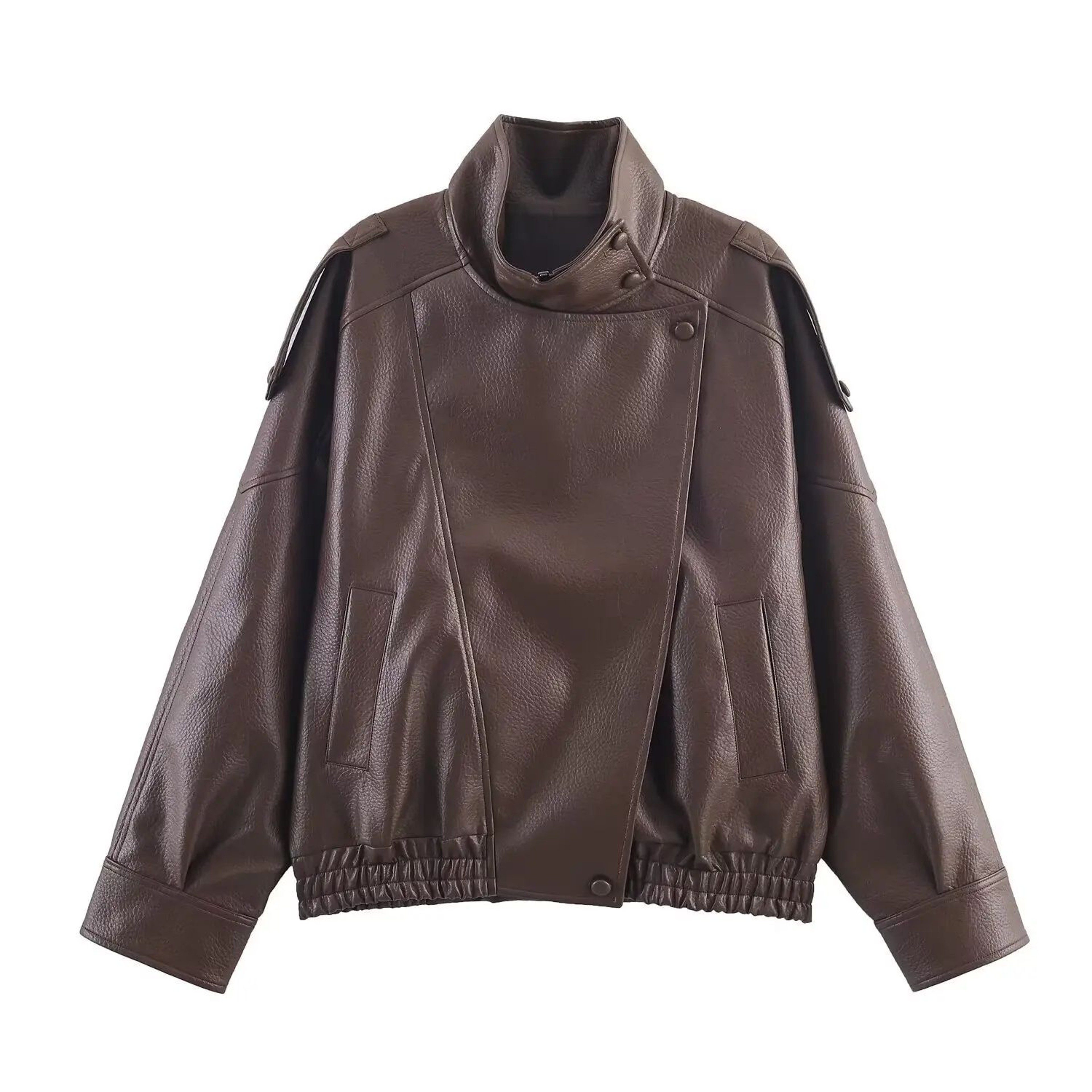 Womens Oversized Black Leather Jacket 6