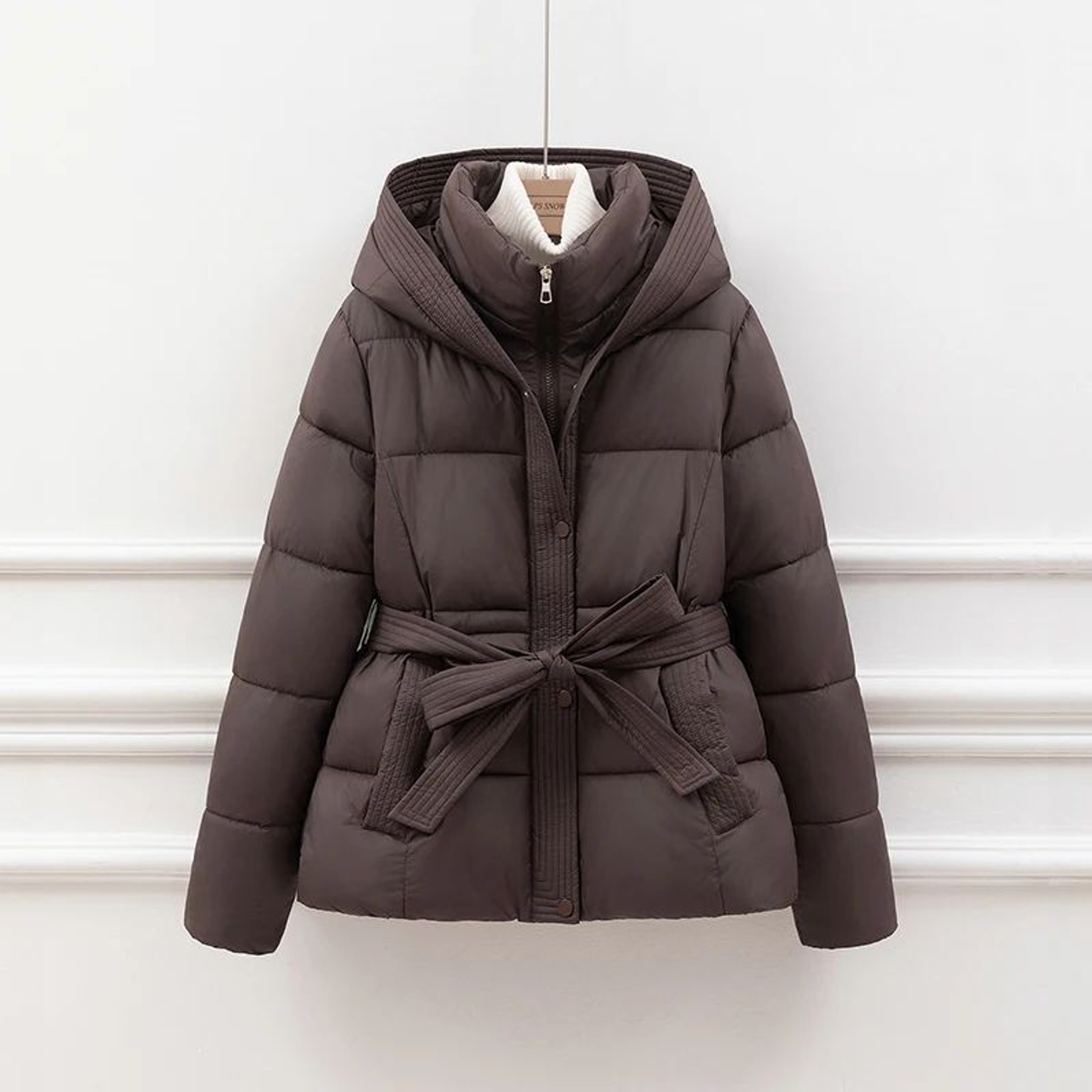 Womens Short Hooded Puffer Jacket With Drawstring 2