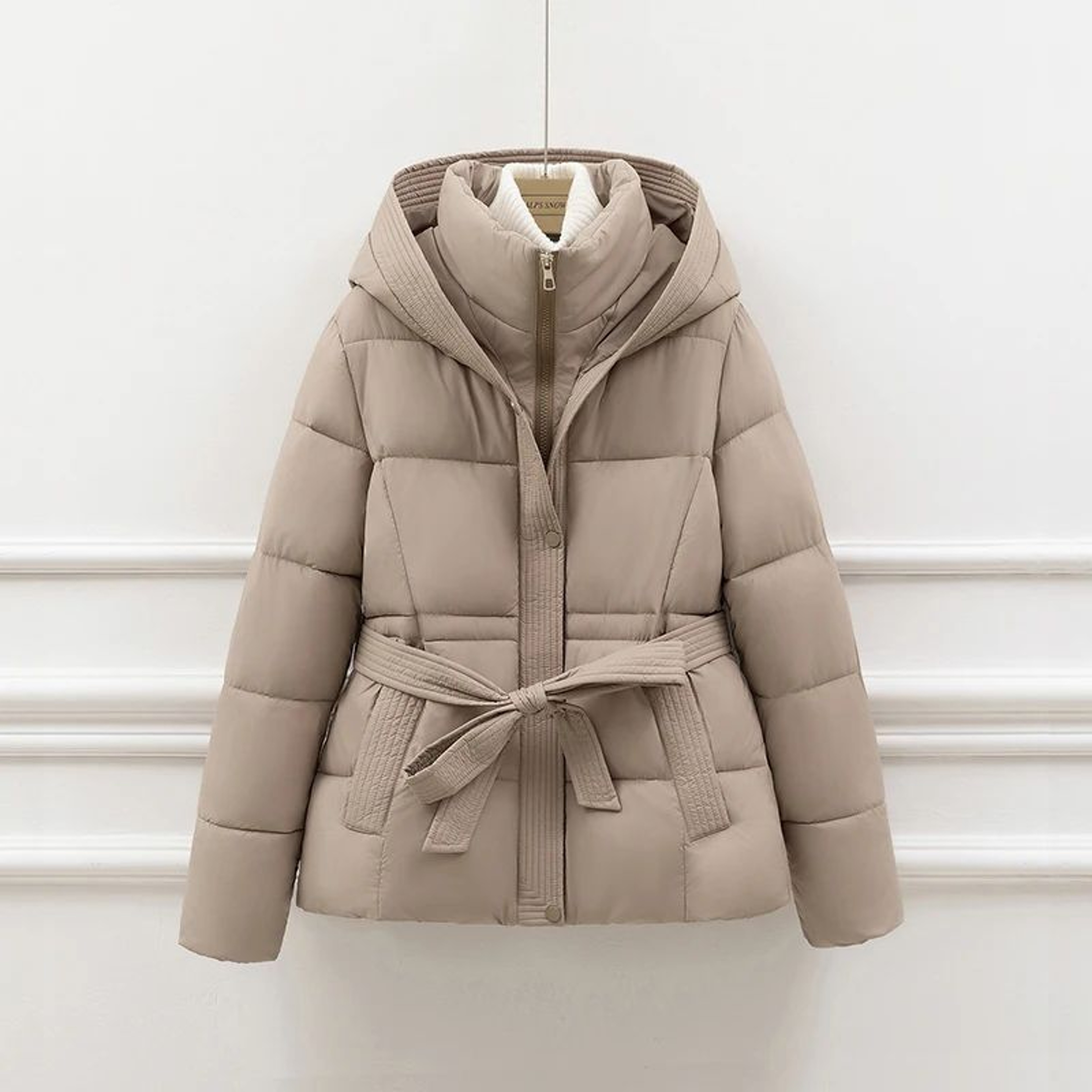 Womens Short Hooded Puffer Jacket With Drawstring 5