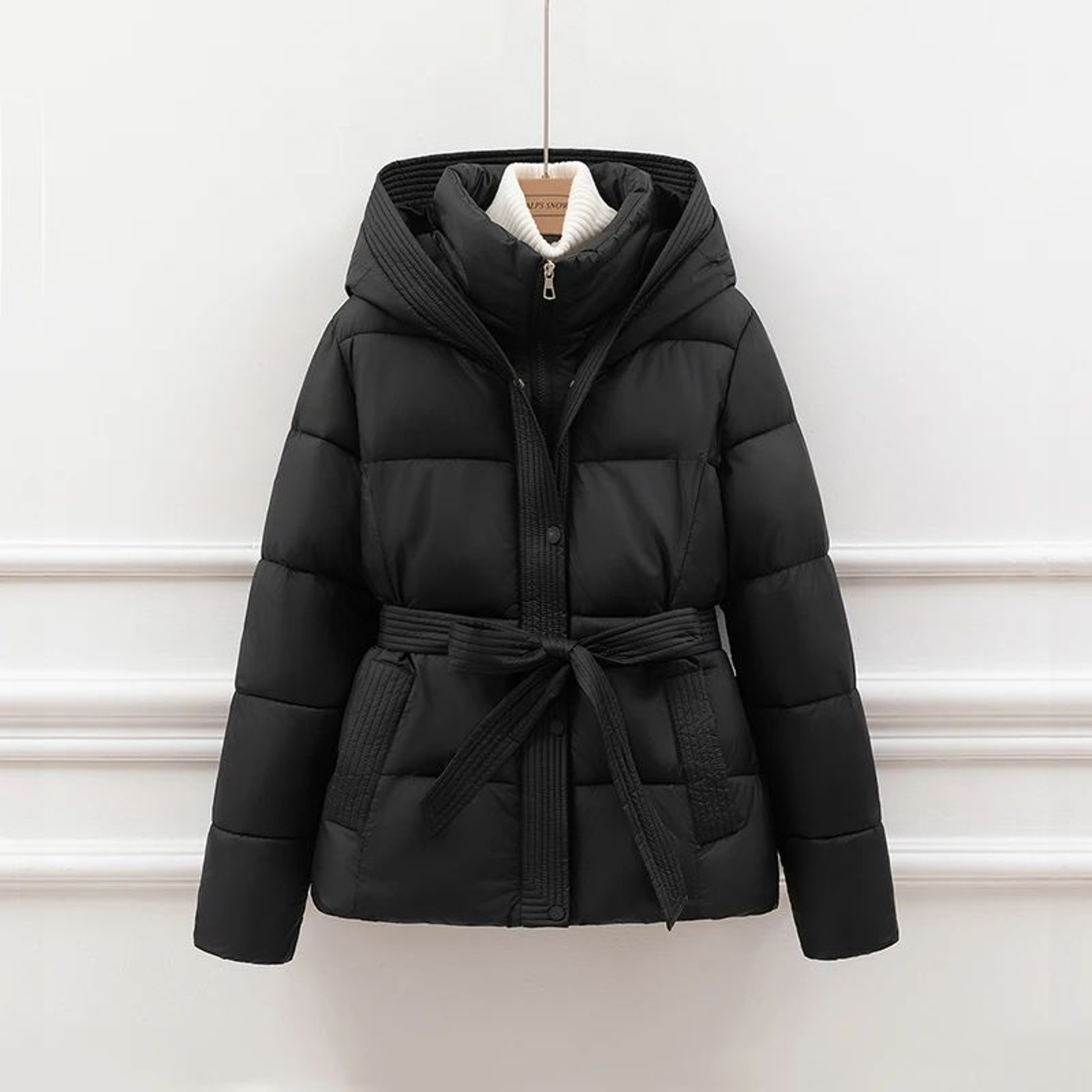 Womens Short Hooded Puffer Jacket With Drawstring 3