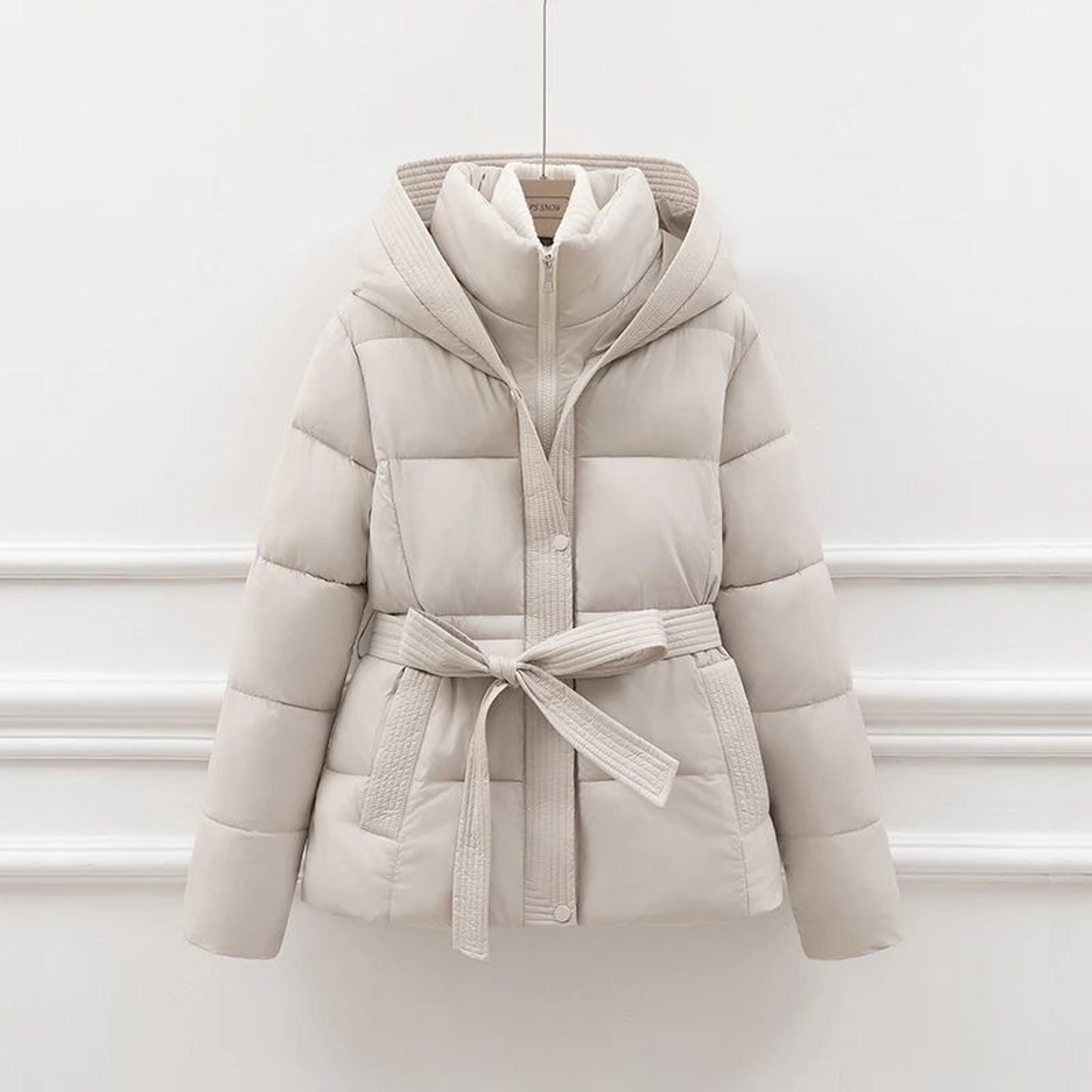 Womens Short Hooded Puffer Jacket With Drawstring 7