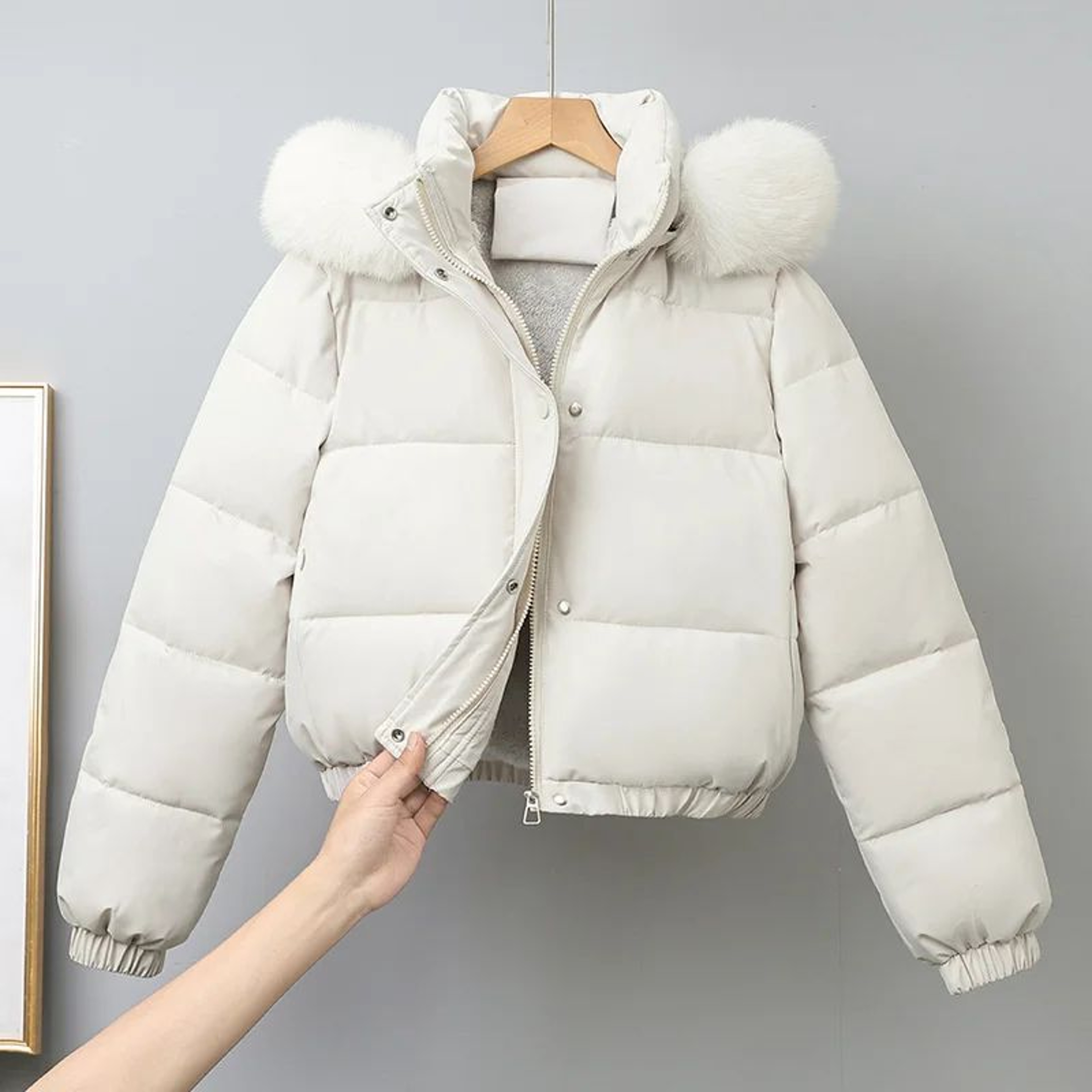 Womens VelvetLined Hooded Winter Puffer Jacket 9