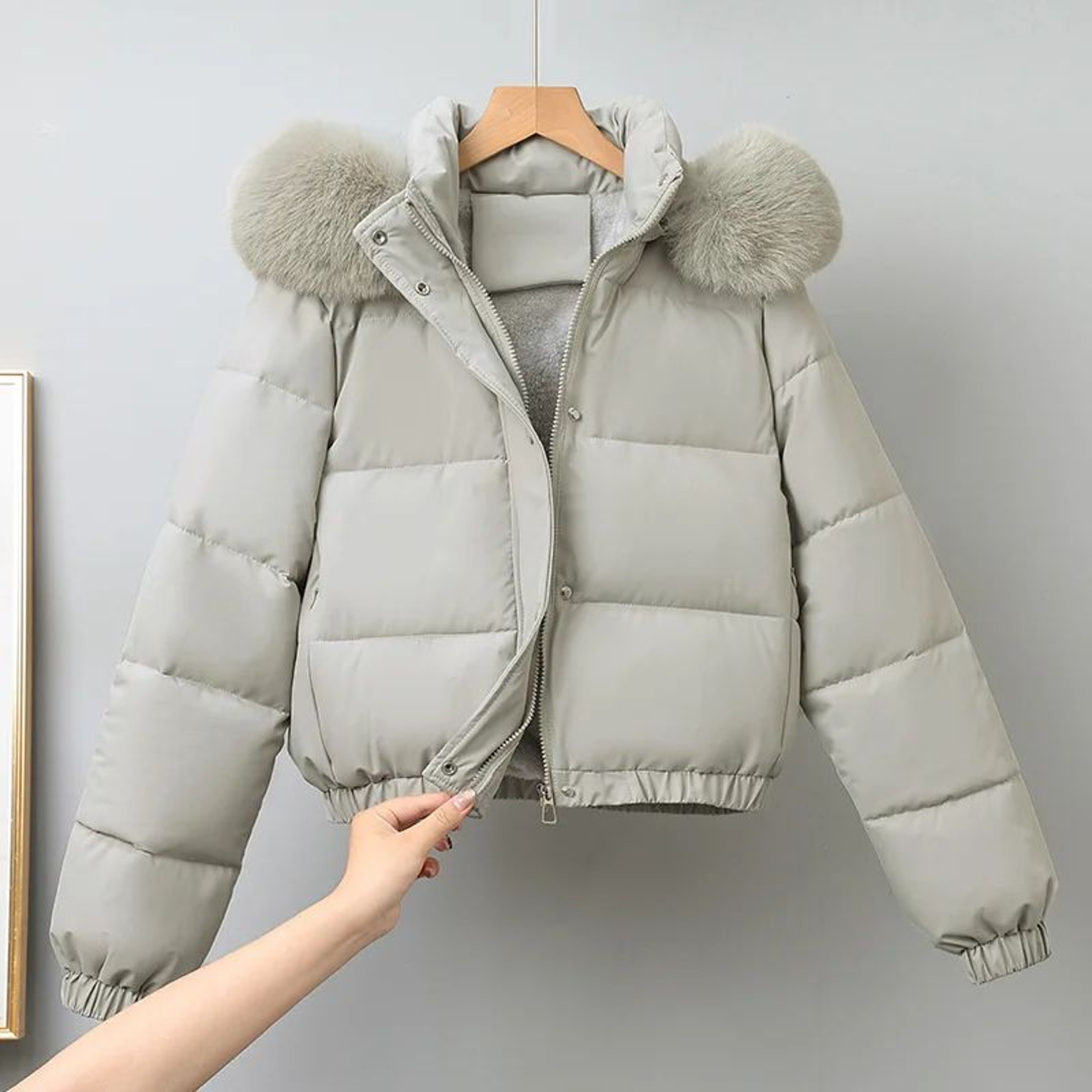 Womens VelvetLined Hooded Winter Puffer Jacket 3