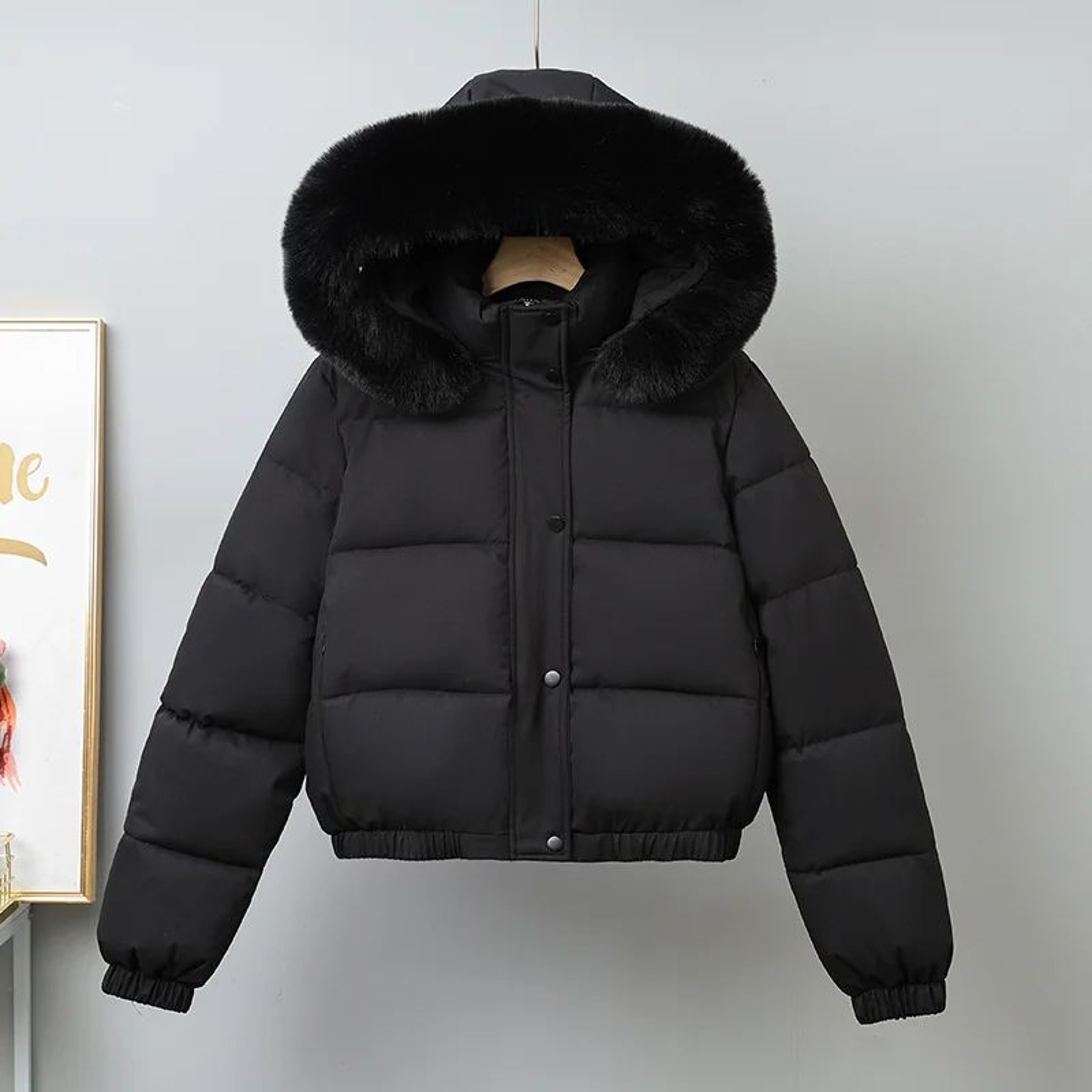 Womens VelvetLined Hooded Winter Puffer Jacket 1