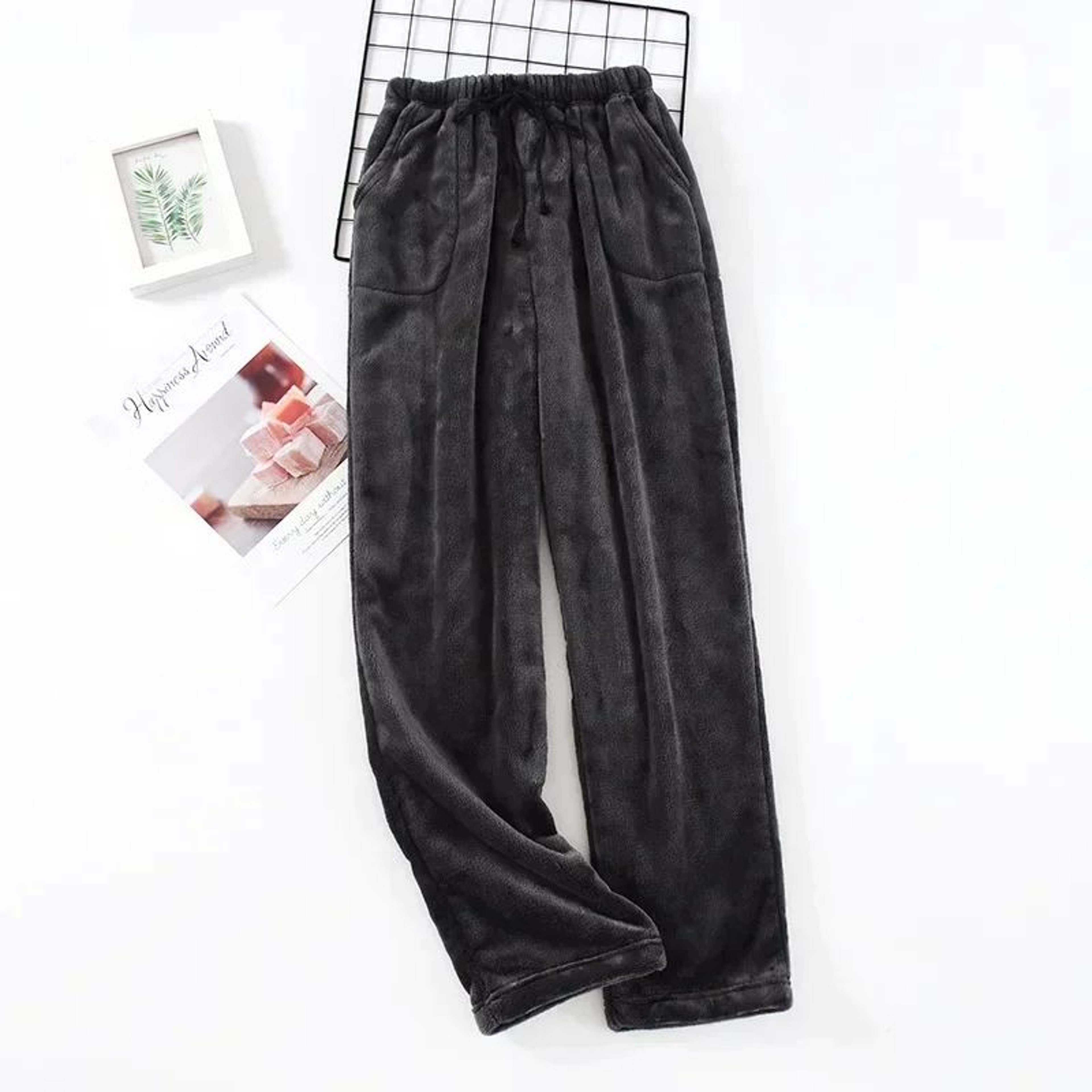 Mens Thick Coral Fleece Pajama Pants 8