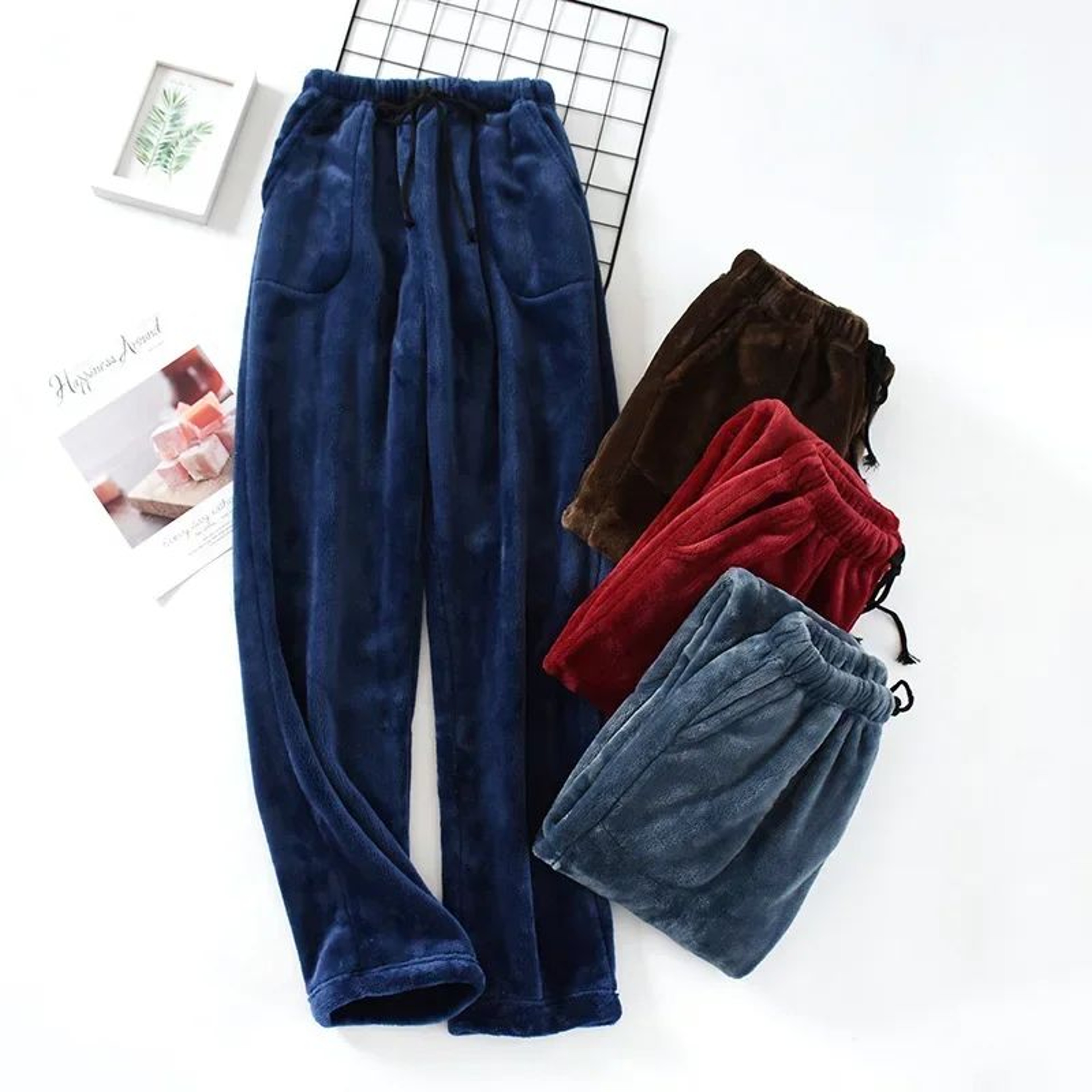 Mens Thick Coral Fleece Pajama Pants 0