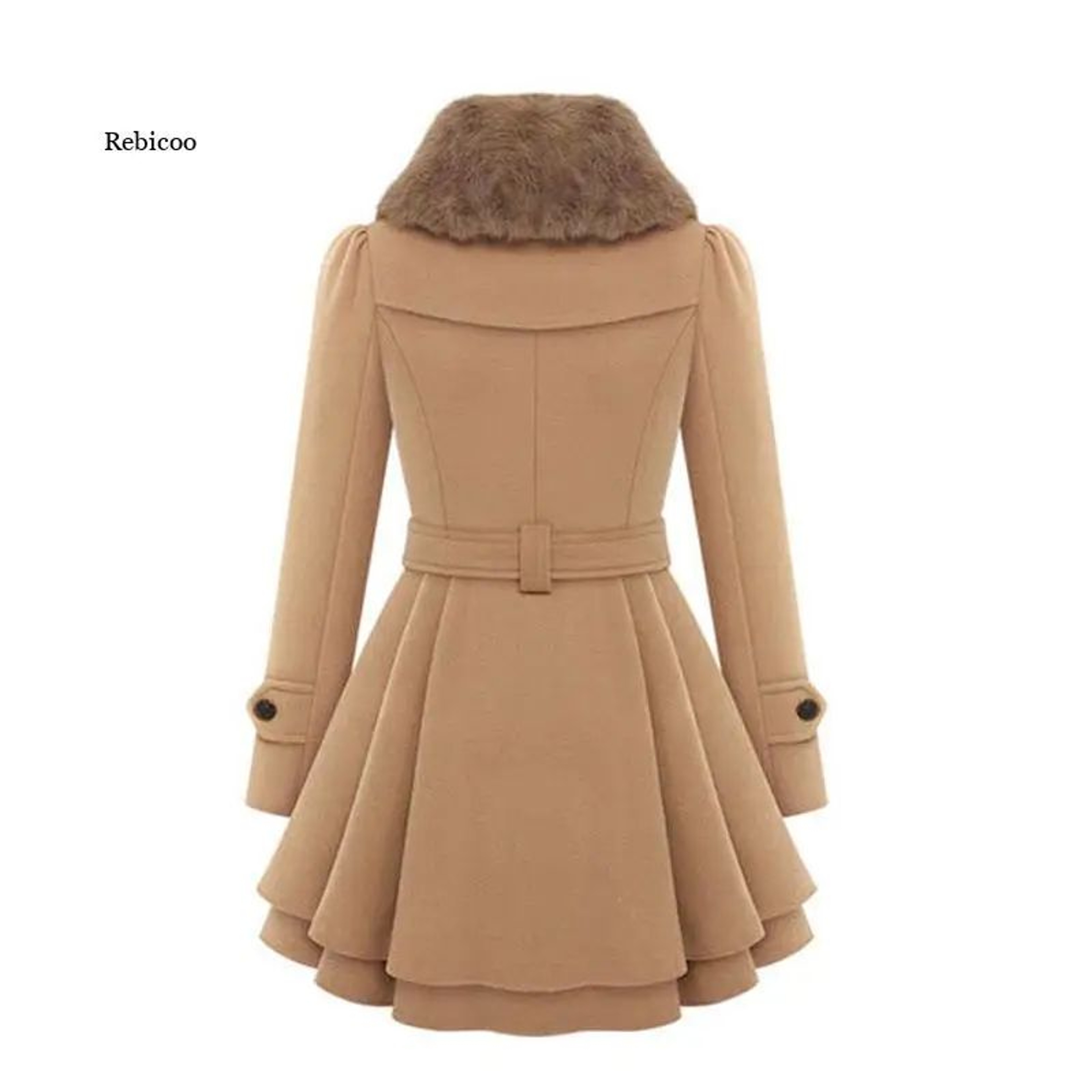 Womens Elegant Long DoubleBreasted Winter Coat 3