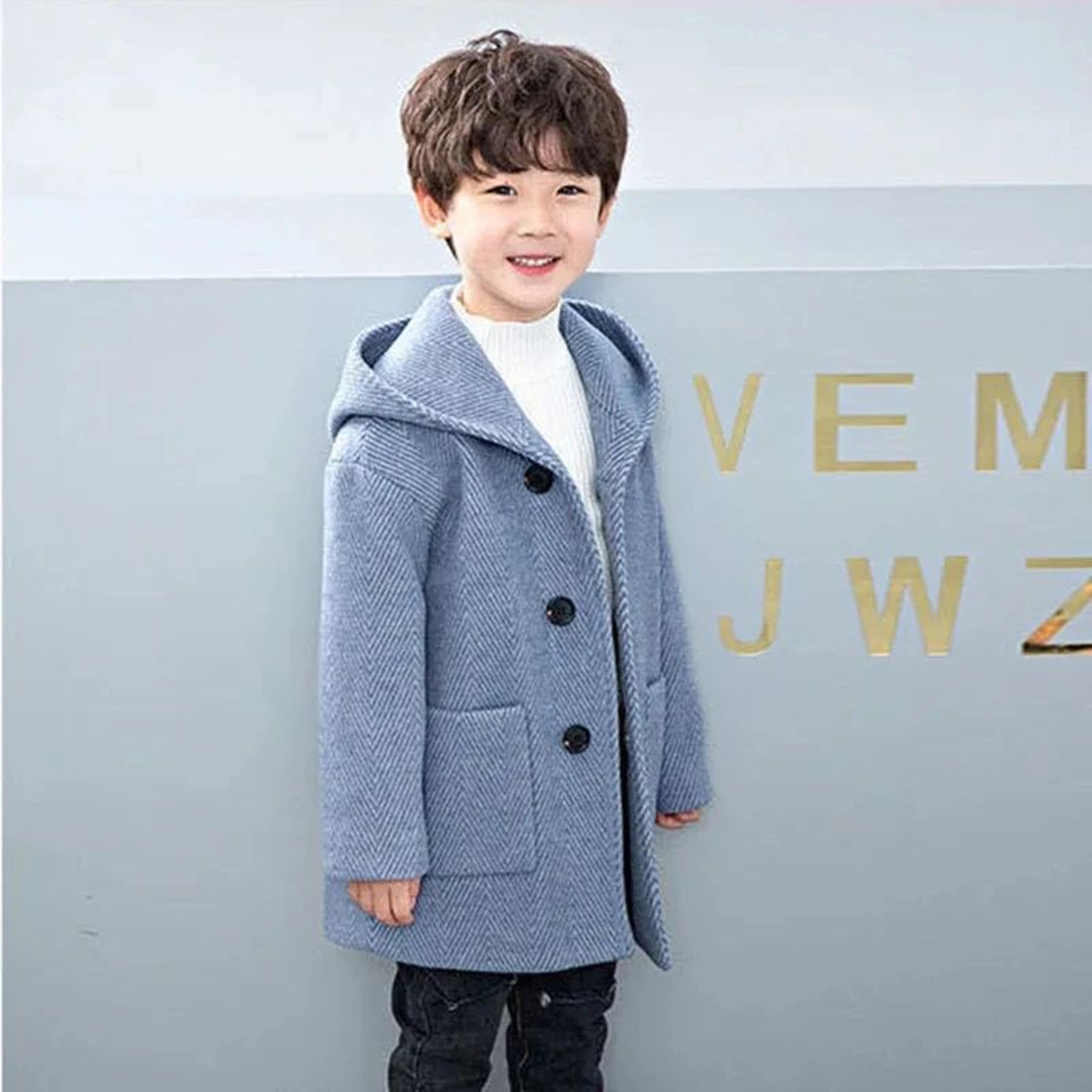 Boys Stylish MidLength Woolen Winter Coat 6