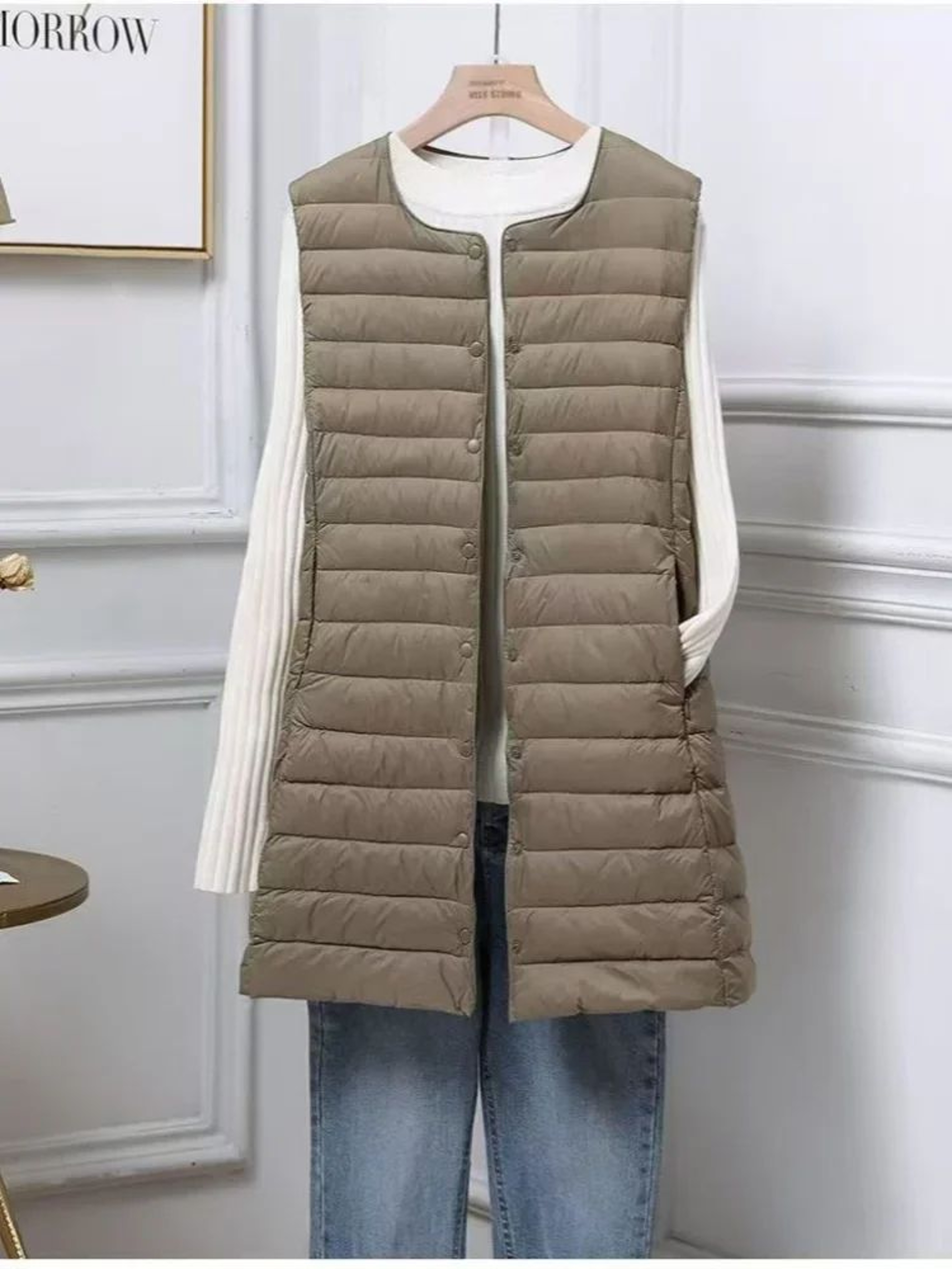 Womens Elegant MidLength Down Vest 8