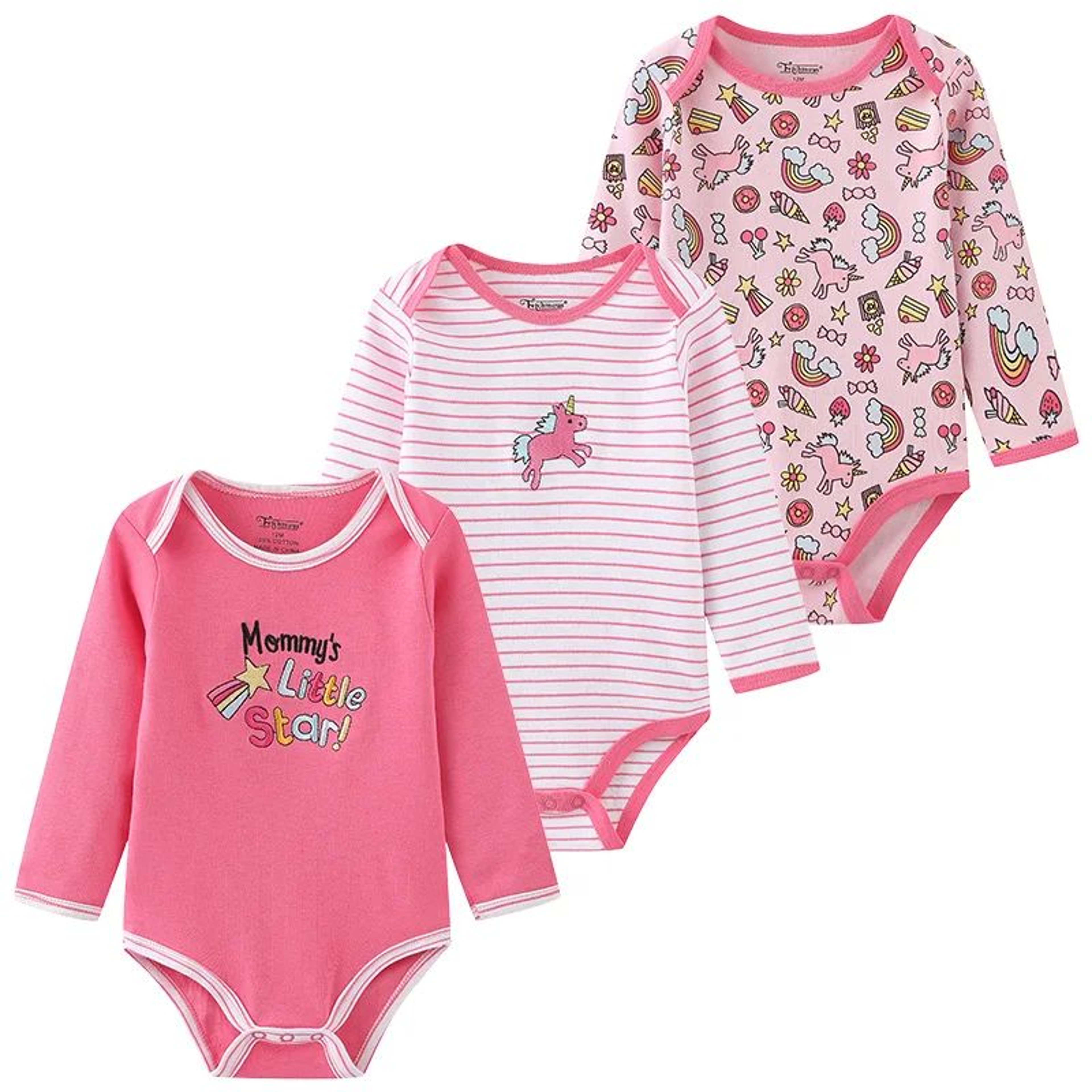 3 Pack Cartoon Cotton Baby Bodysuits 15