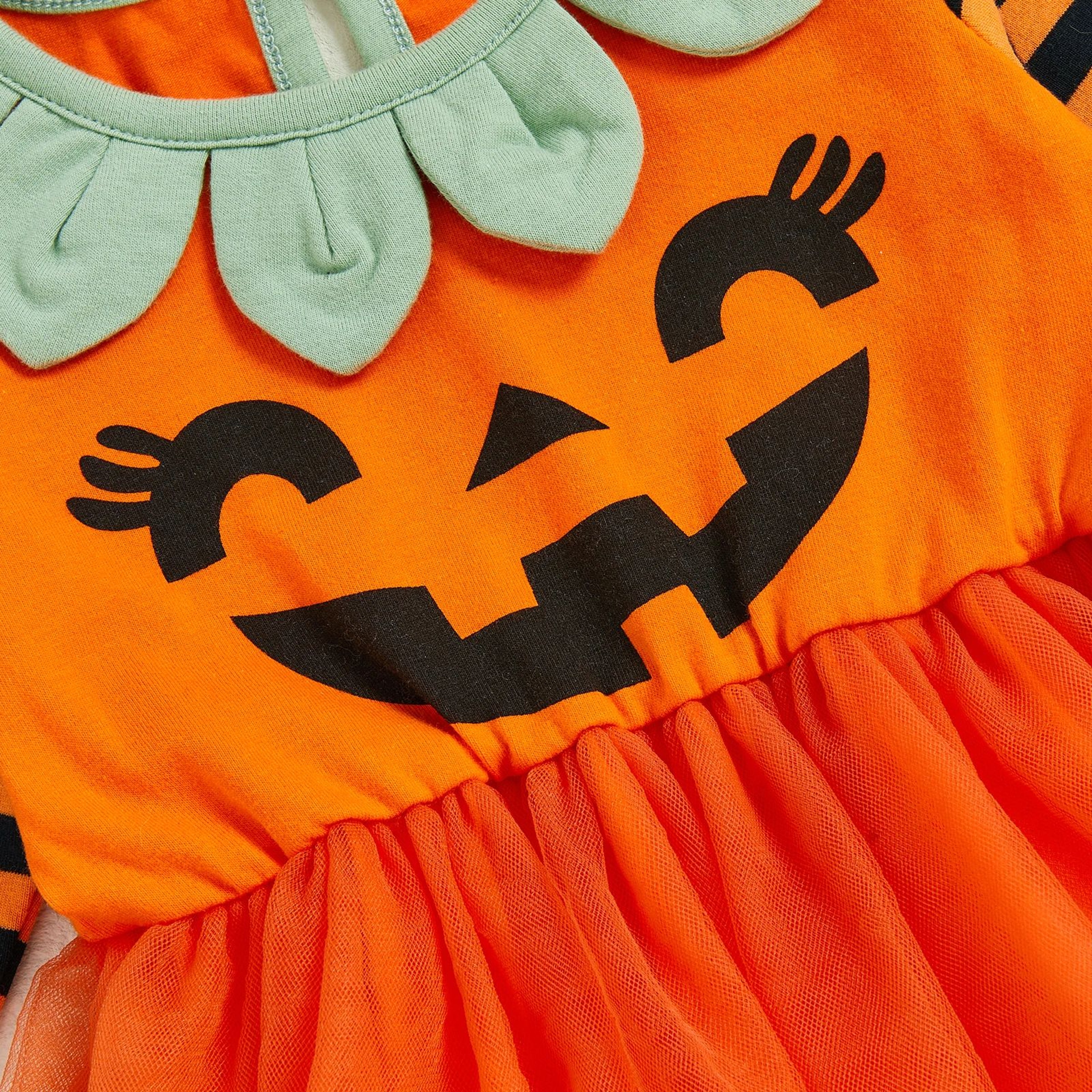 Baby Girl Pumpkin Halloween Romper Dress Set 3