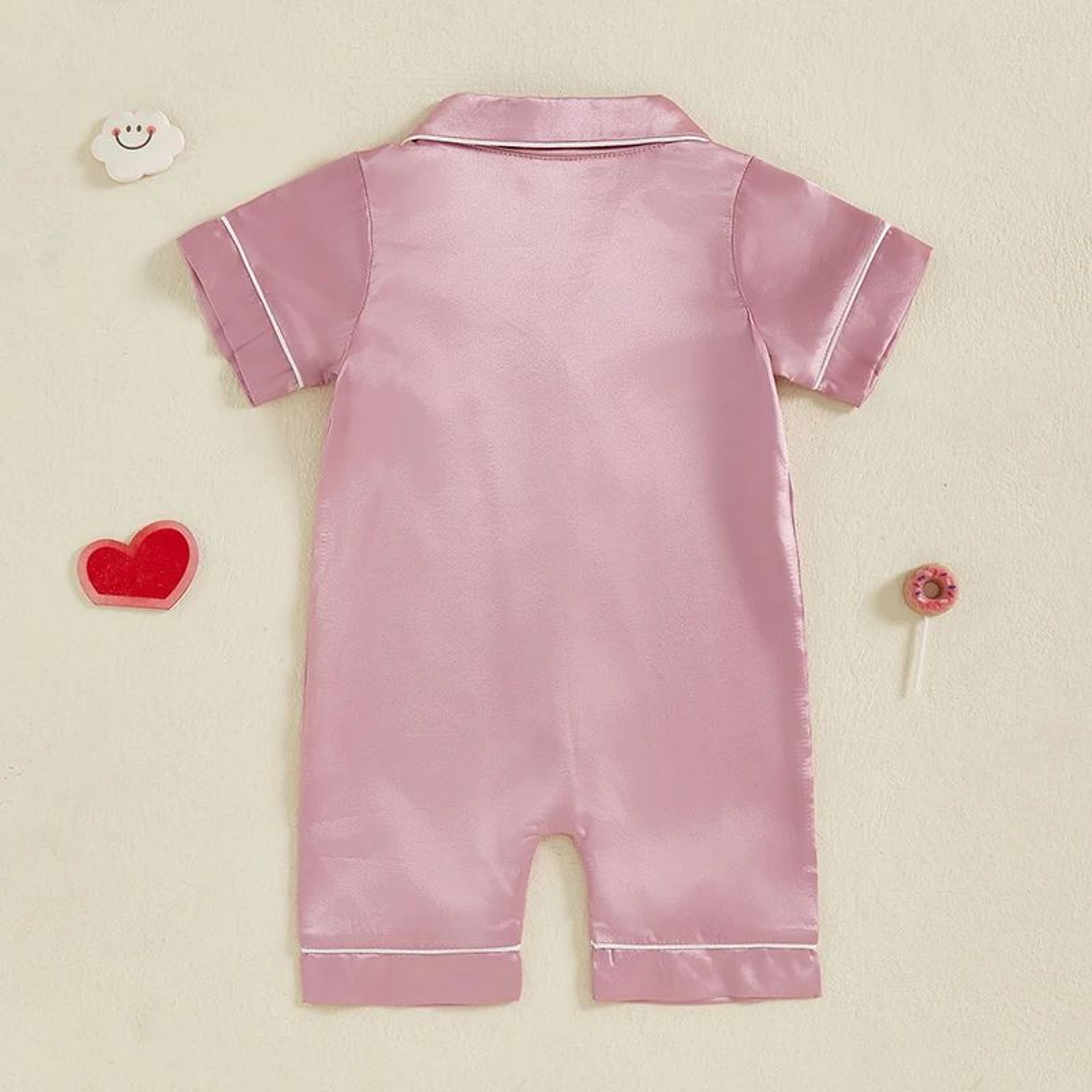Baby Satin Short Sleeve Pajama Romper 2