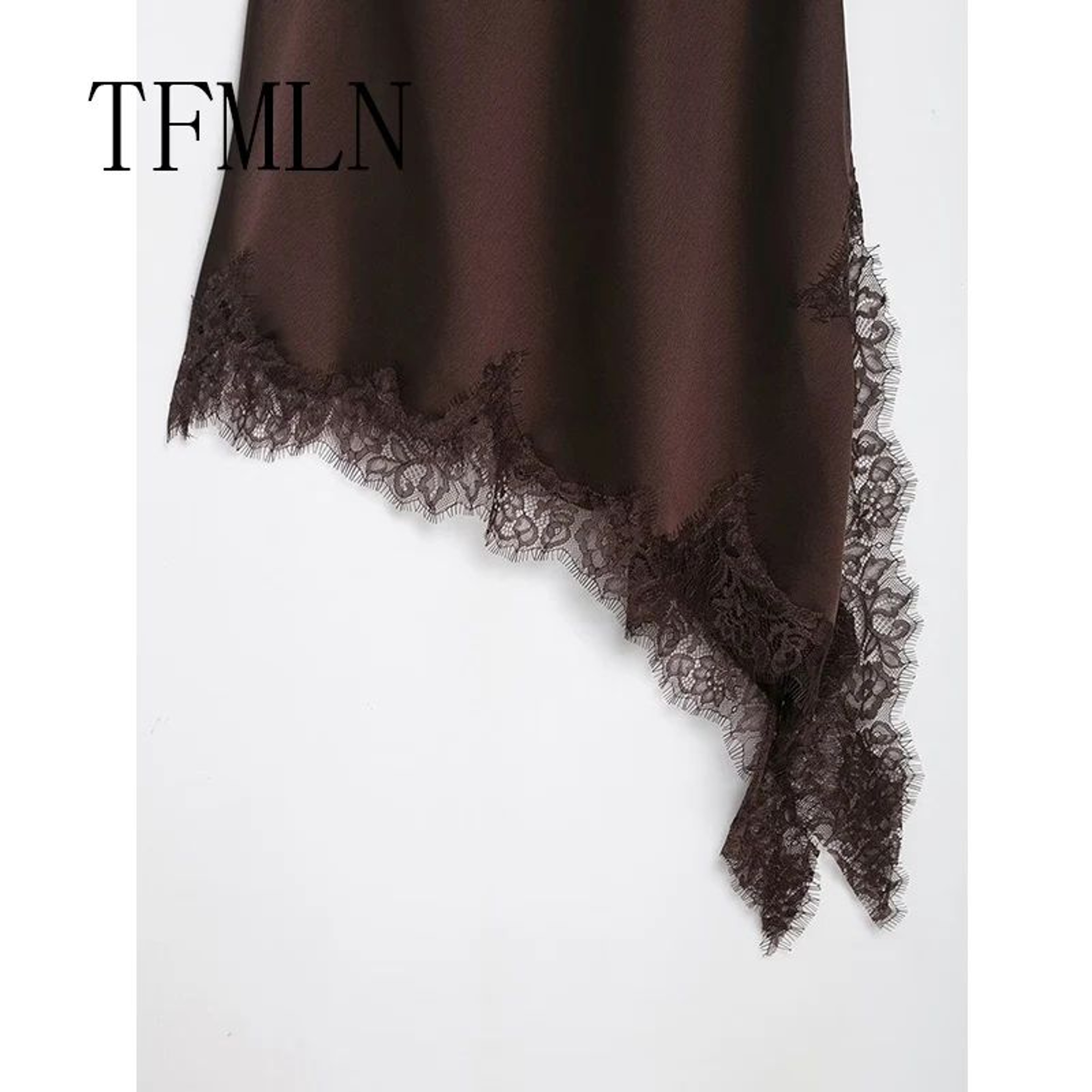 Womens V Neck Lace Asymmetrical Maxi Dress 4