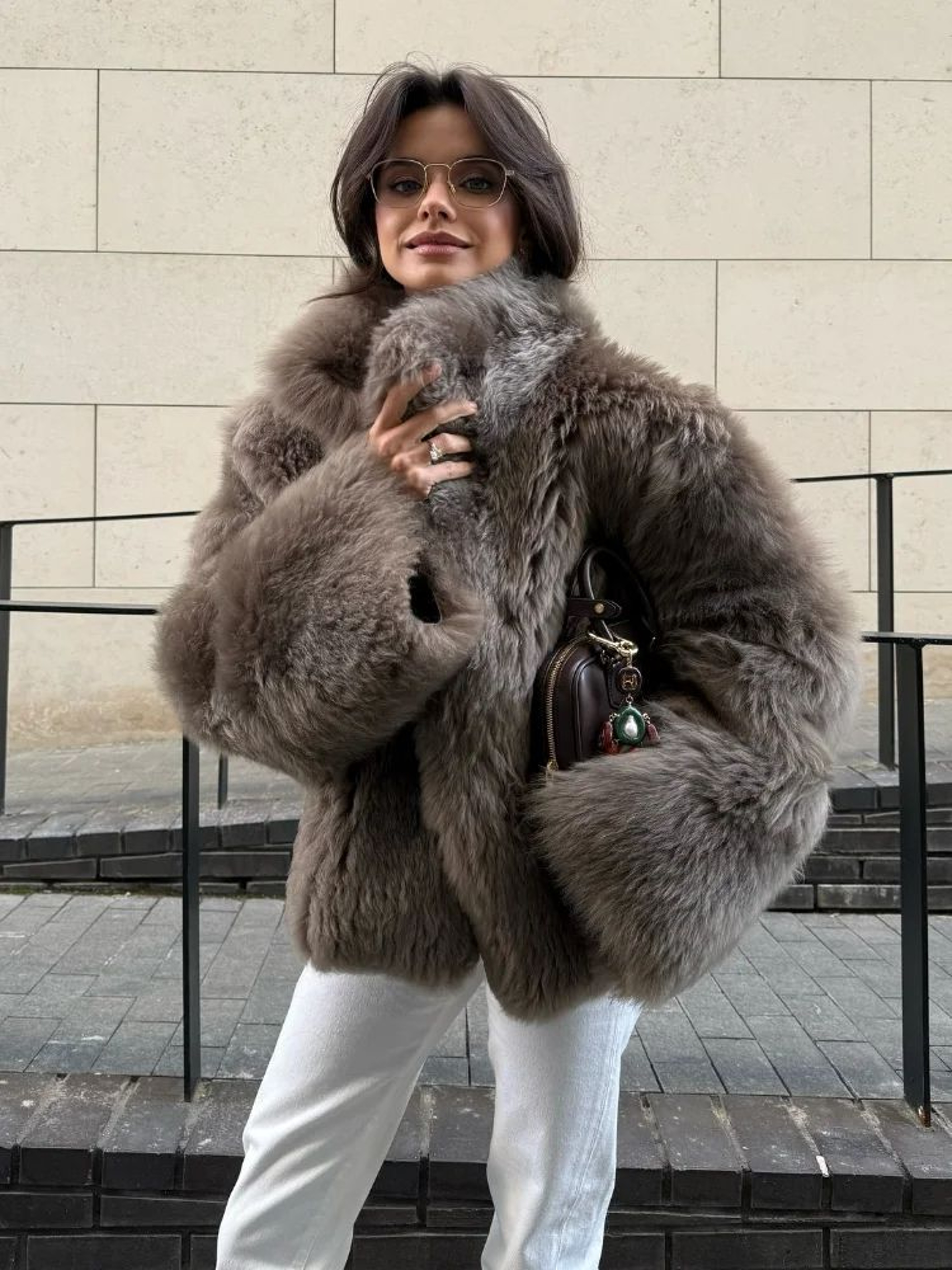 Womens Chic Furry Stand Collar Winter Coat 0