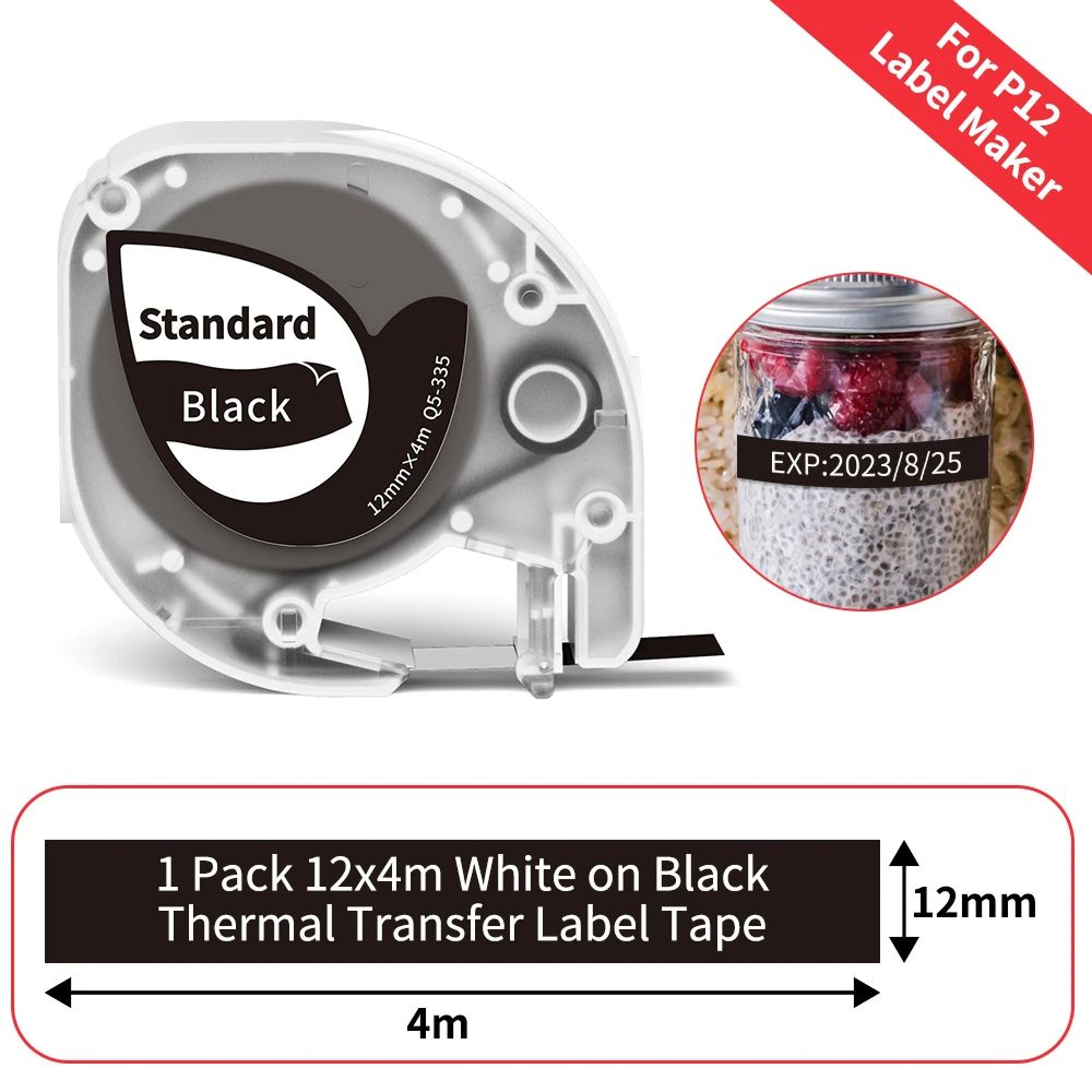 Replacement Plastic Label Maker Tape 15