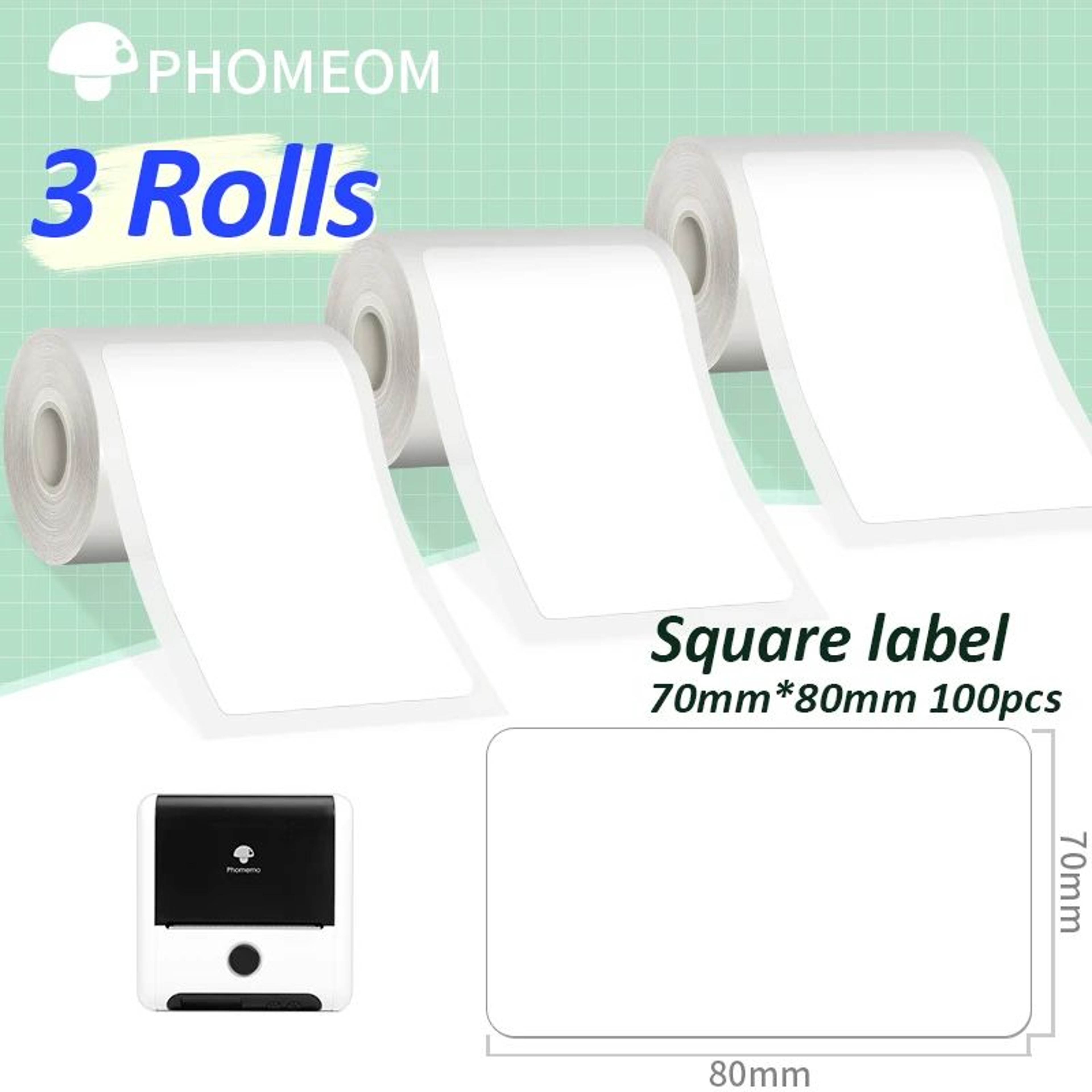 100PCS Waterproof Rectangle Thermal Label Stickers 7