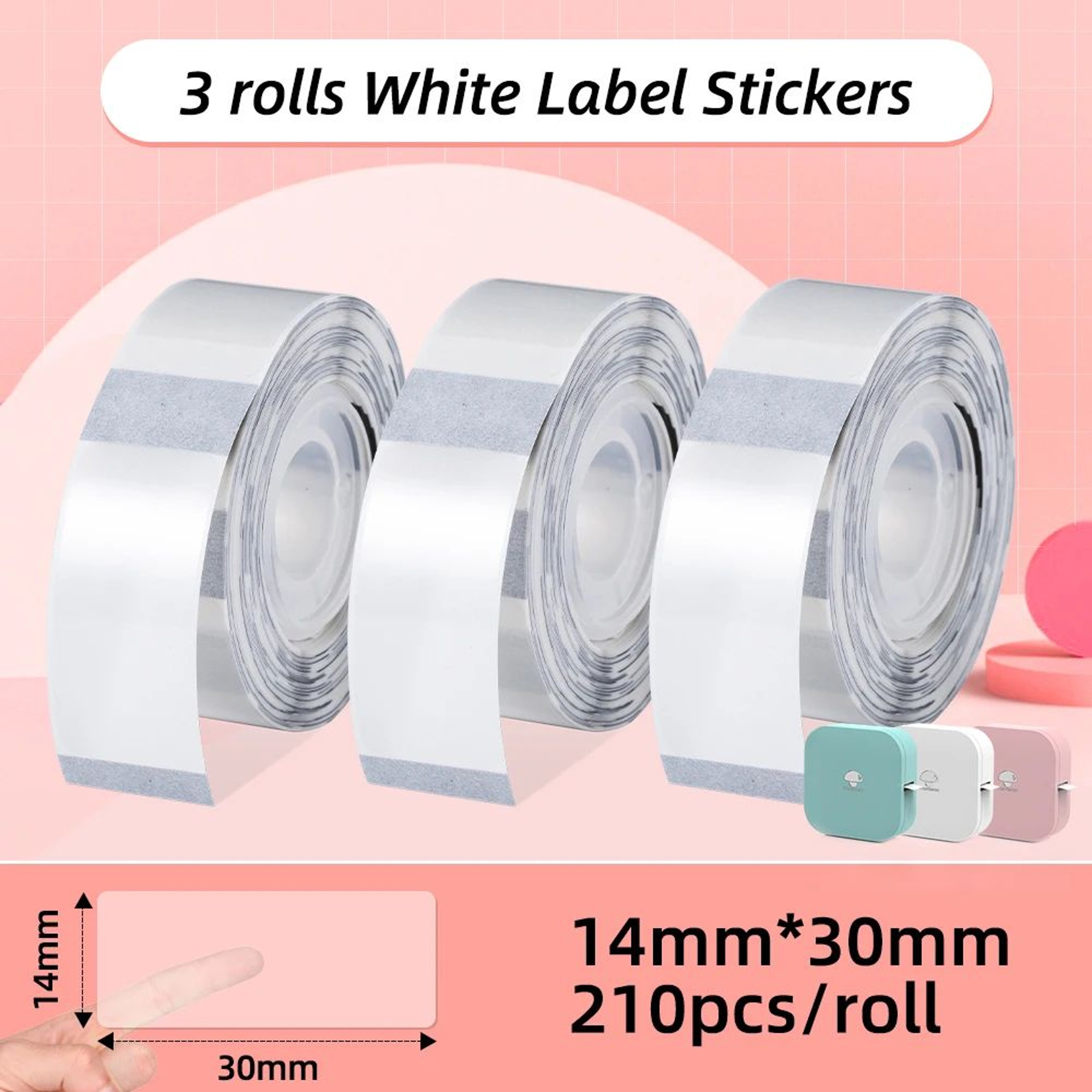 3 Rolls White Thermal Label Maker Sticker Tape 7