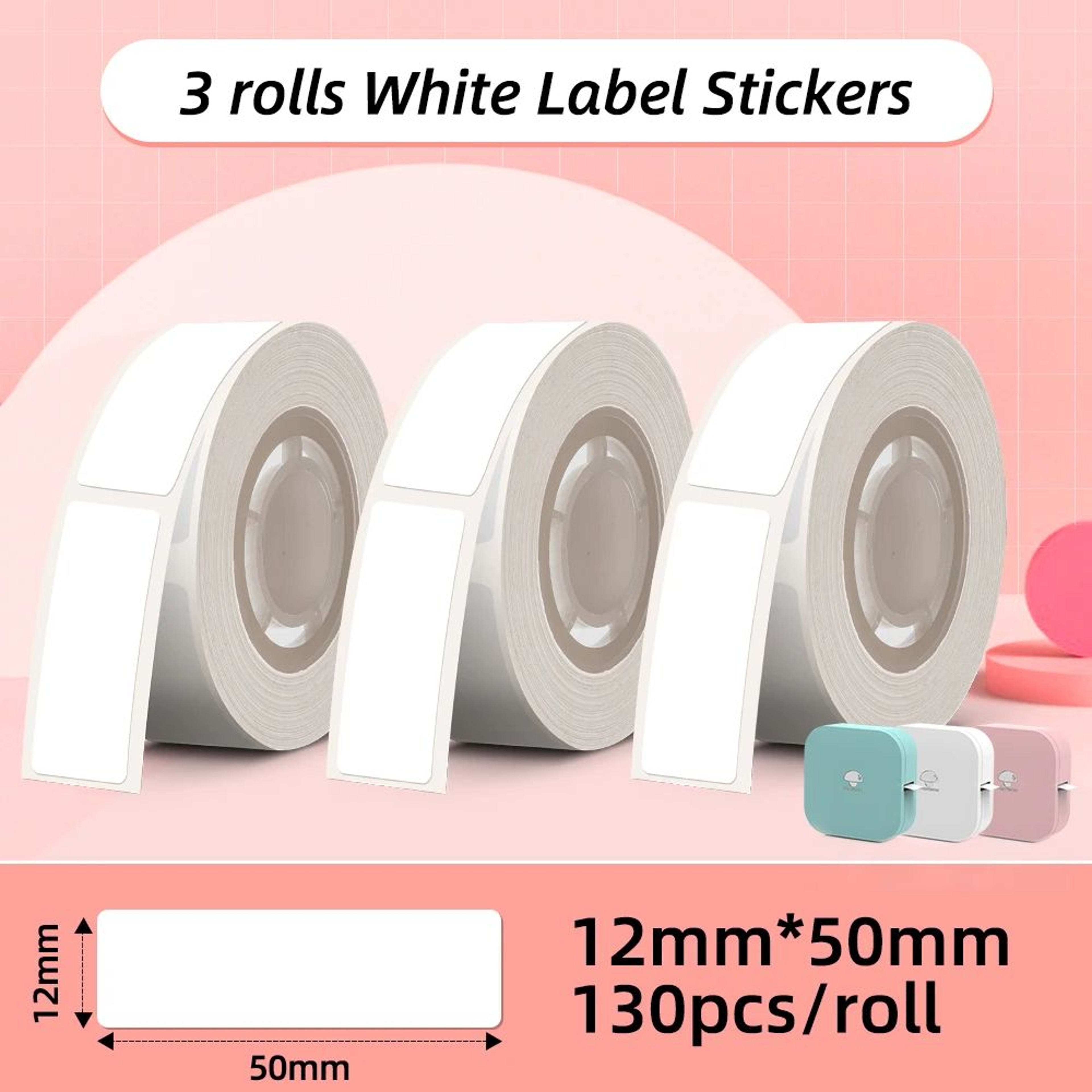 3 Rolls Waterproof White And Clear Thermal Label Tape 16