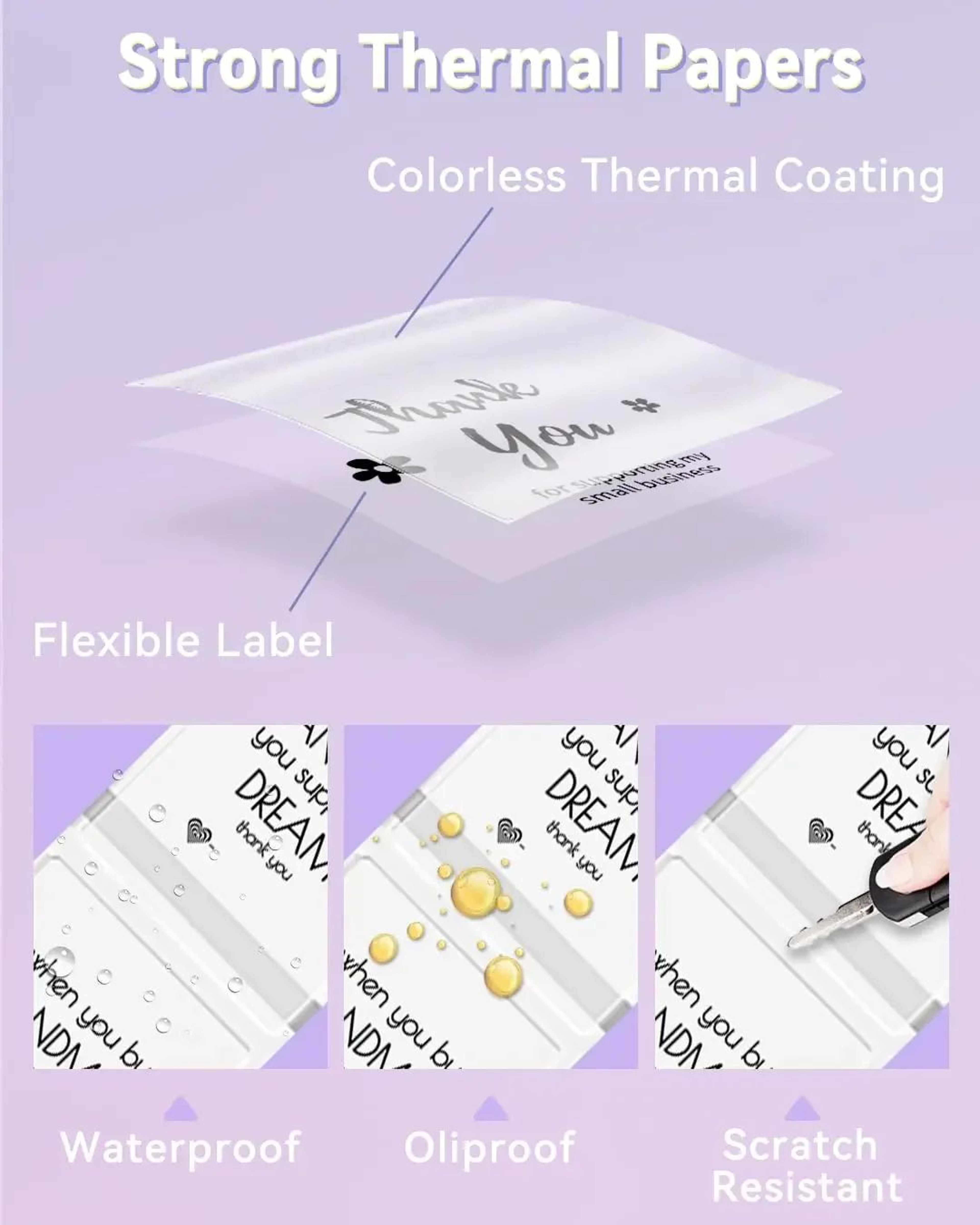 3 Rolls Clear Thermal Barcode And Logo Label Stickers 2