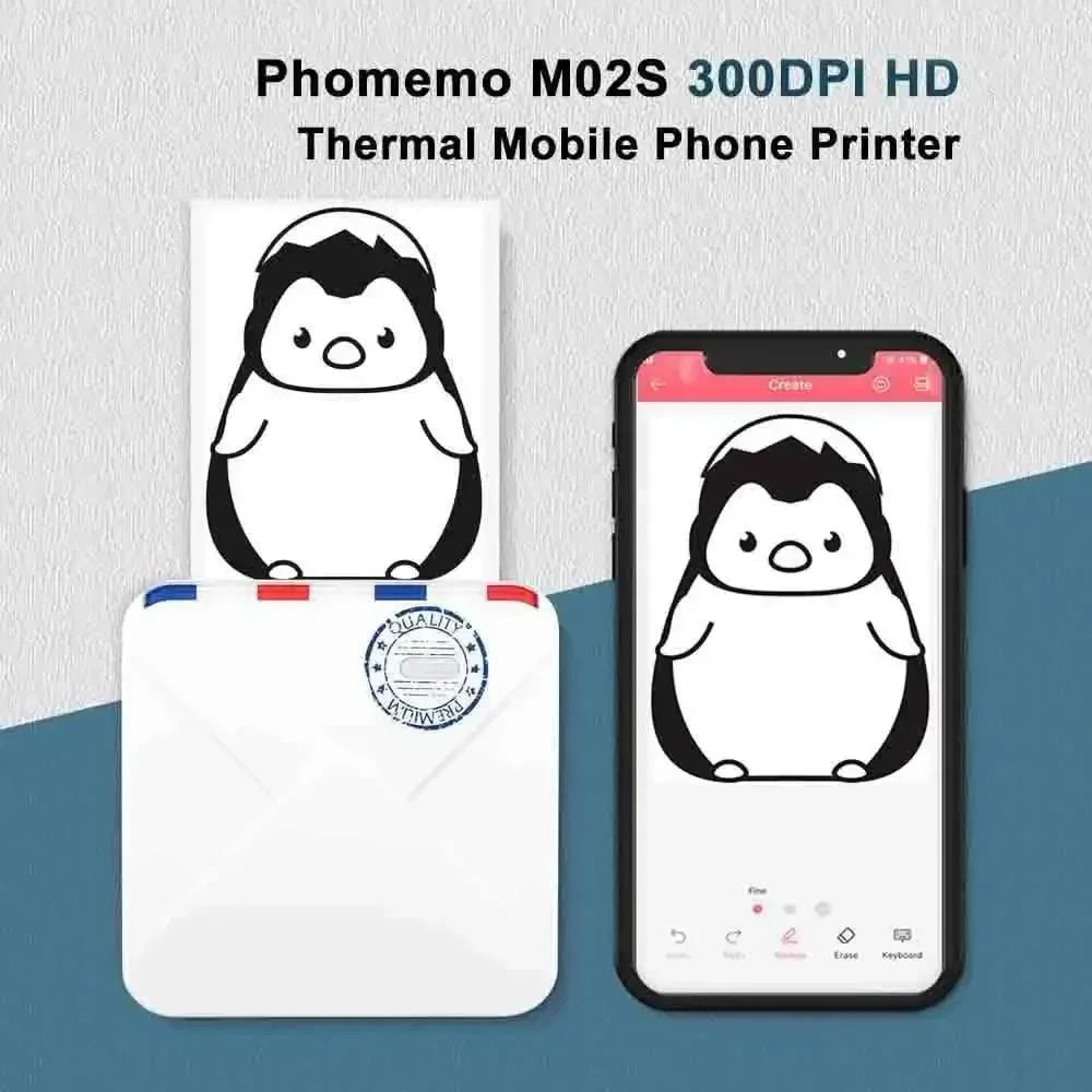 300 DPI Bluetooth Mini Photo And Journal Printer 1